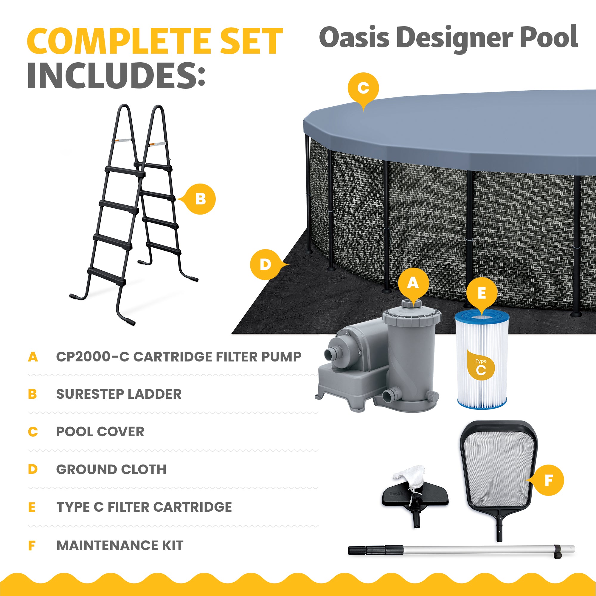 Funsicle 22' x 52" Oasis Designer Round Above Ground Pool, (Open Box) - VMInnovations