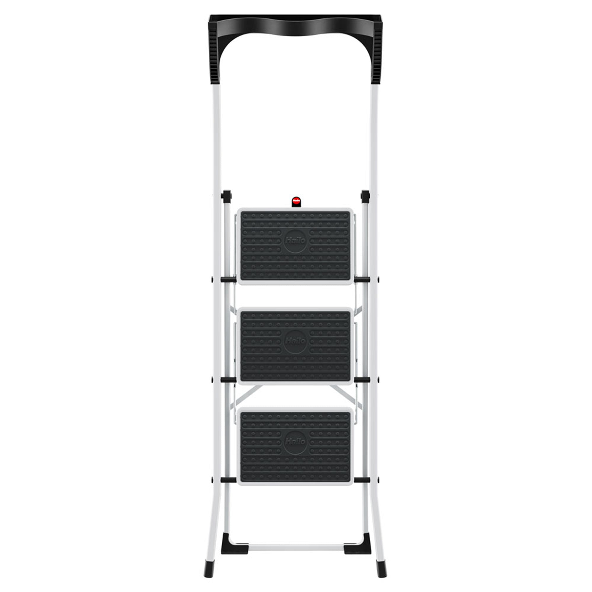 Hailo K75 ComfortLine 3-Step Ladder, Foldable Steel Step Stool, 330 Lbs Capacity