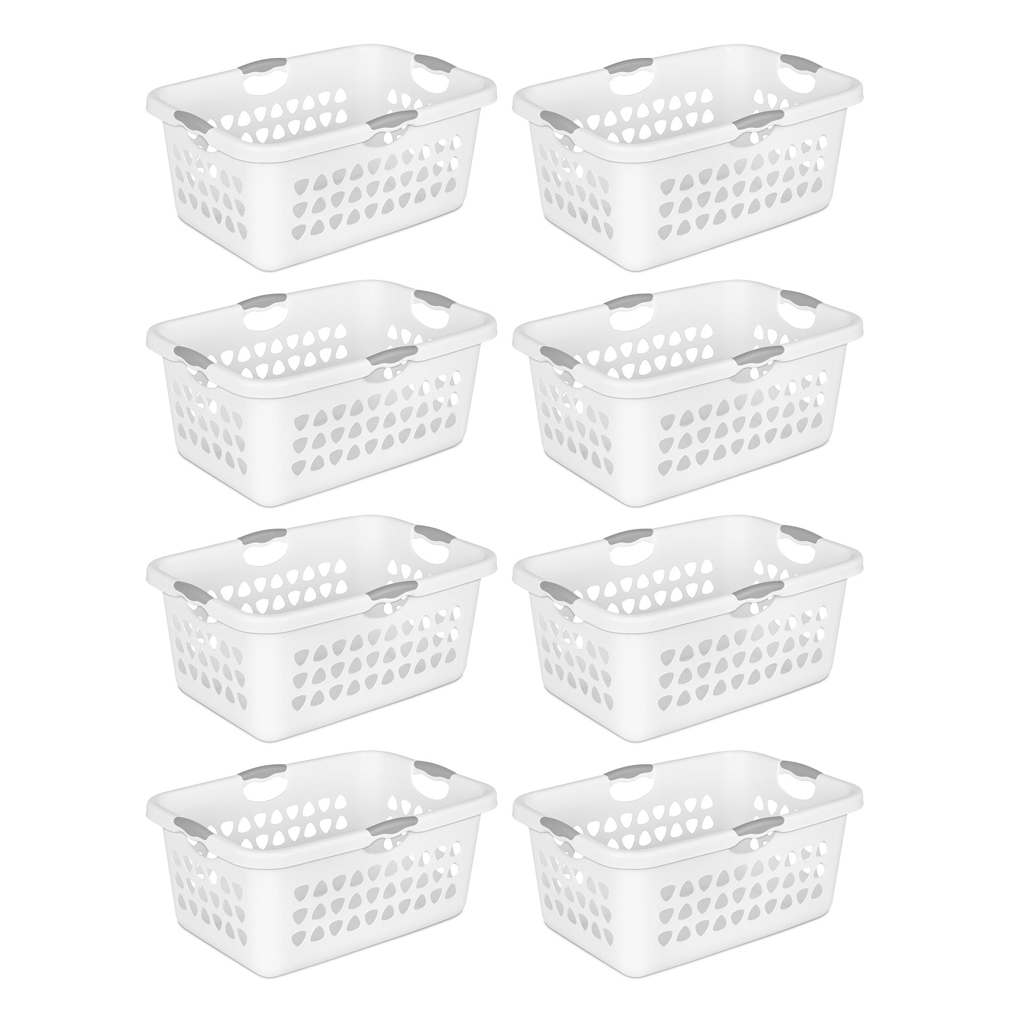 Sterilite Ultra Laundry Basket, 2 Bushel Plastic Hamper with Handles, 8 Pack - VMInnovations