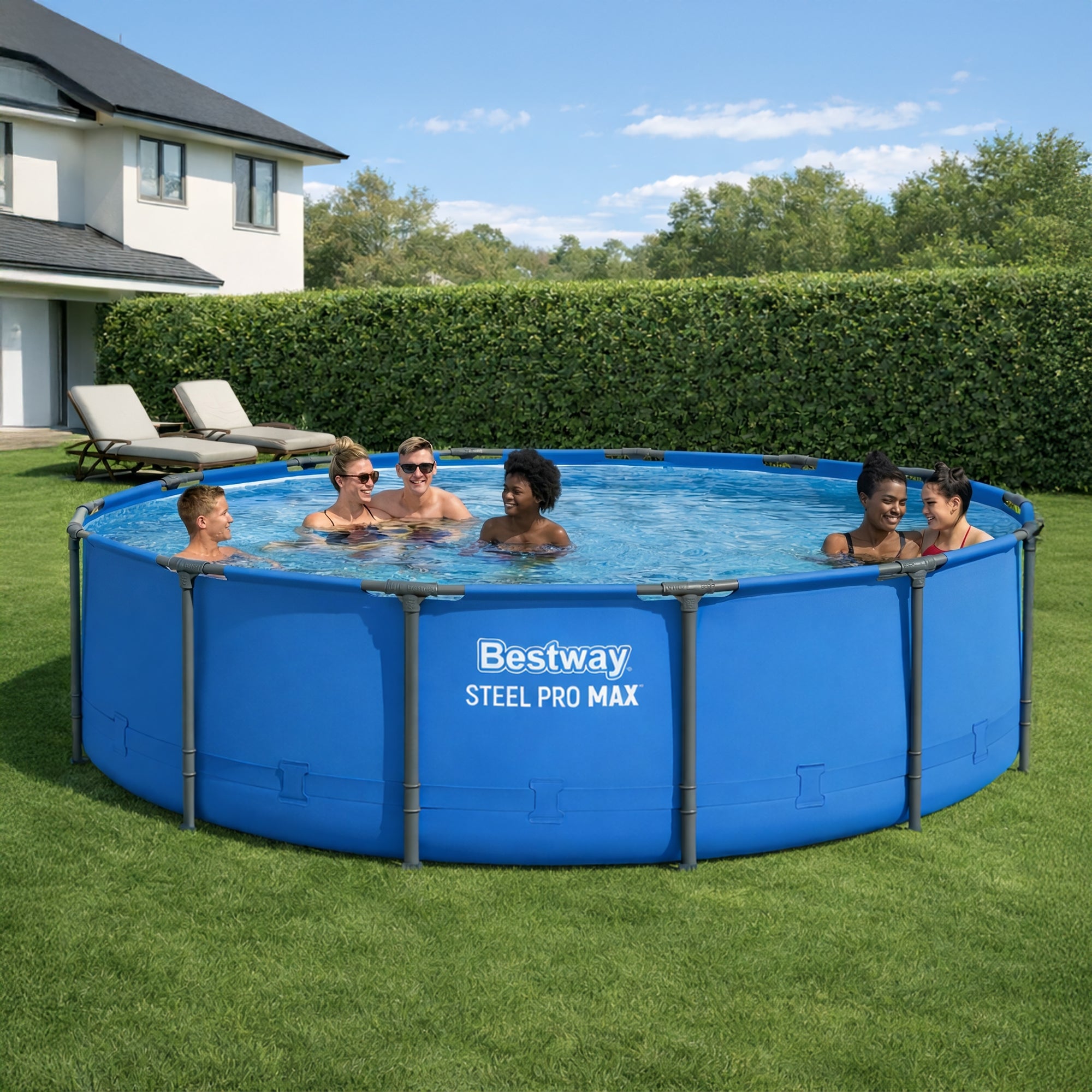 Bestway Steel Pro MAX 14’ x 42" Metal Frame Above Ground Pool, POOL ONLY (Used)