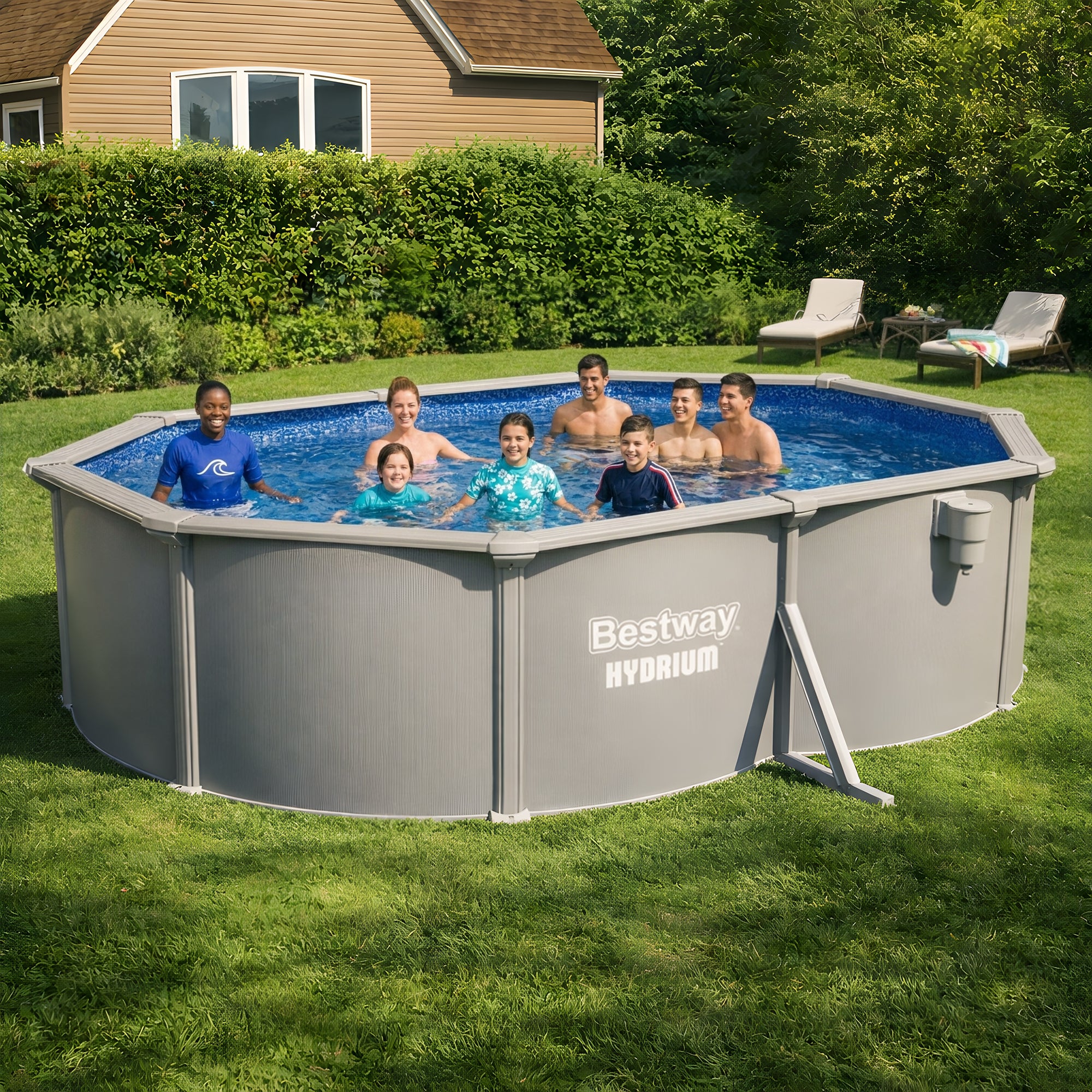 Bestway Hydrium 16'5" x 12" x 48" Oval Steel Wall Above Ground Pool (Open Box)