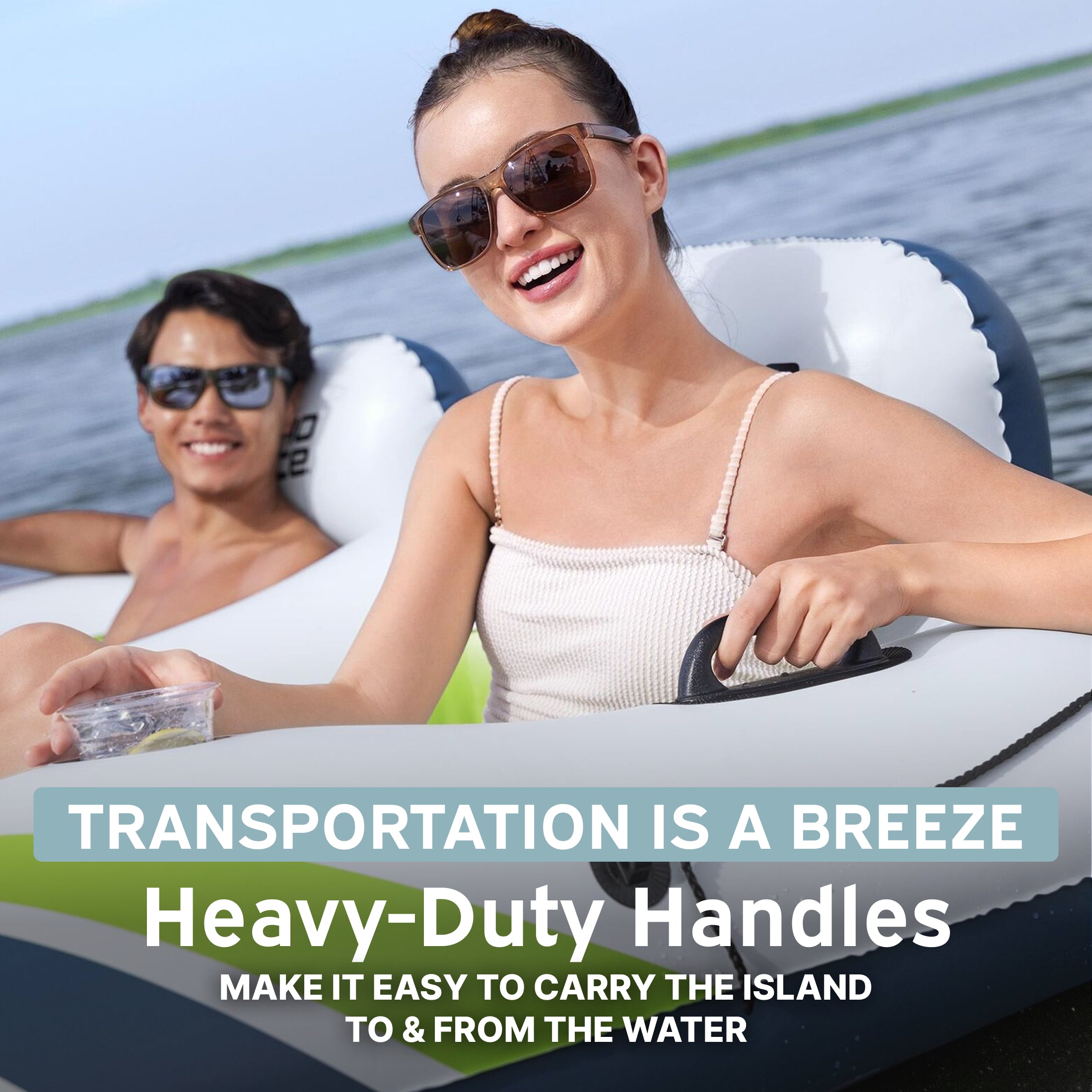 Bestway Hydro Force Breeze Party Island, 4 Person Inflatable Lounger (Open Box)