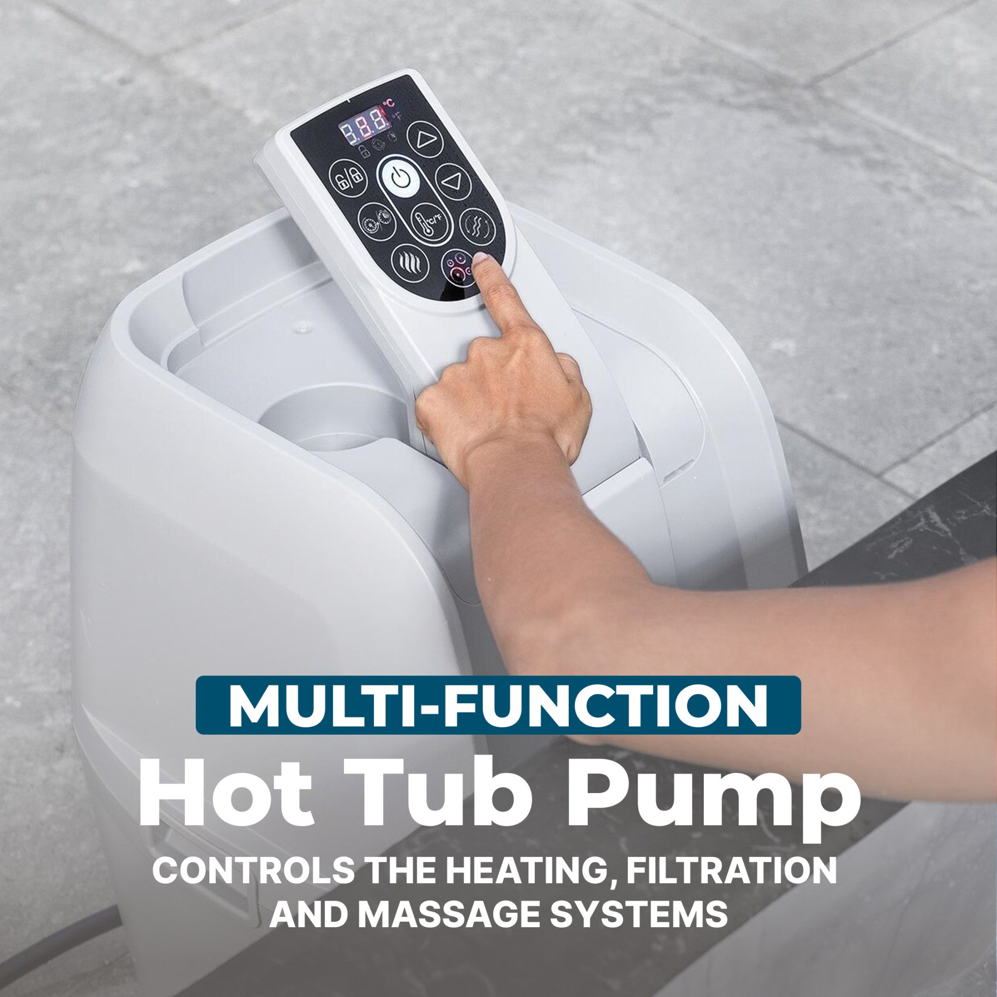 SaluSpa 69" x 64.5" x 24" Glacial Heat ThermaCore Ice Bath & Hot Tub Airjet 4 Black Stone Square - VMInnovations
