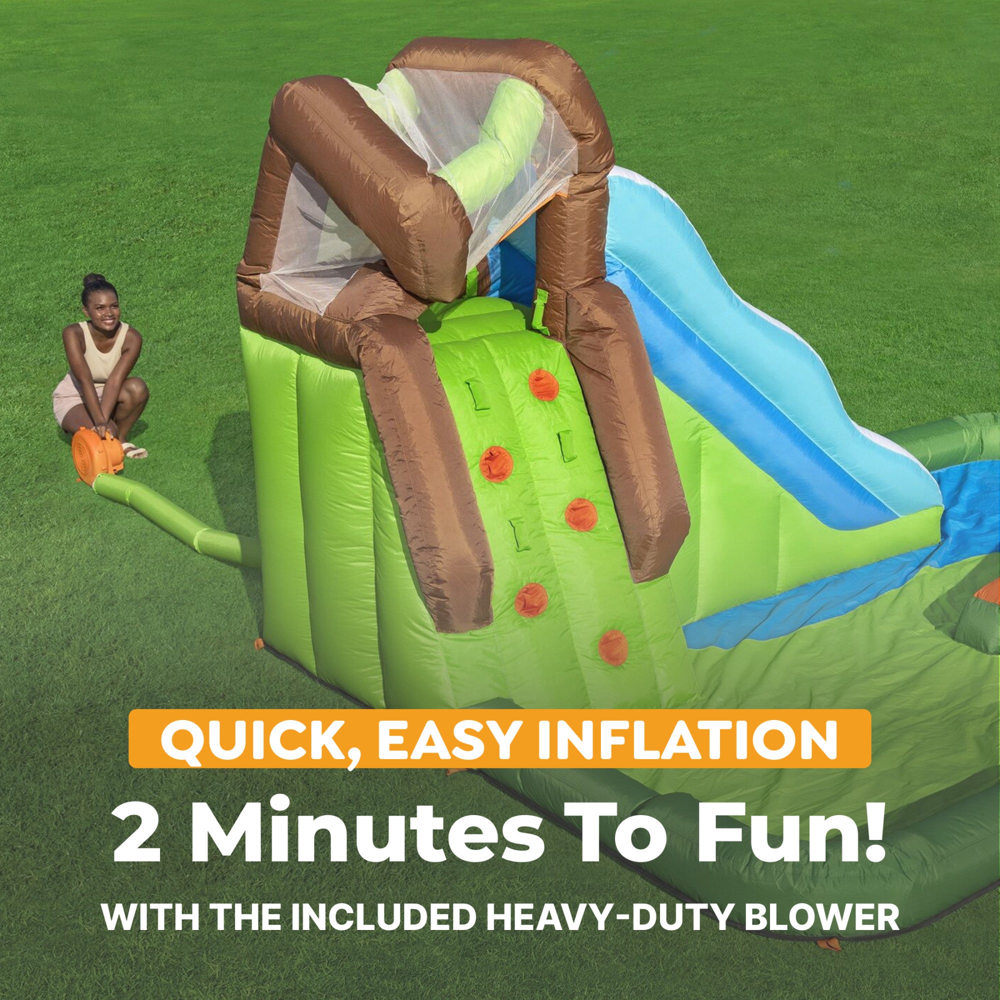 H2OGO! Inflatable Mega Water Park, Happy Camper 14'8" Play Center with Camp Toys - VMInnovations