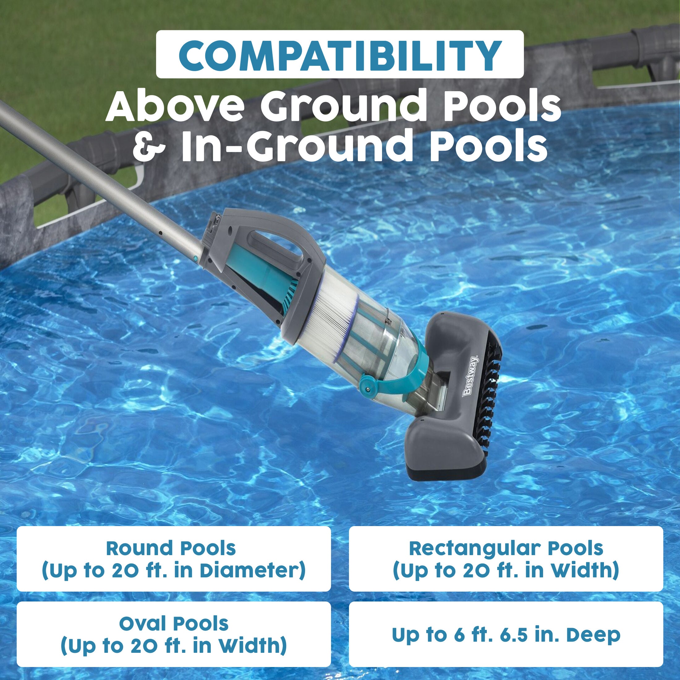Bestway AquaGrip Handheld Pool Vacuum, 2-in-1 Pole & Hand Held Cordless Vacuum - VMInnovations