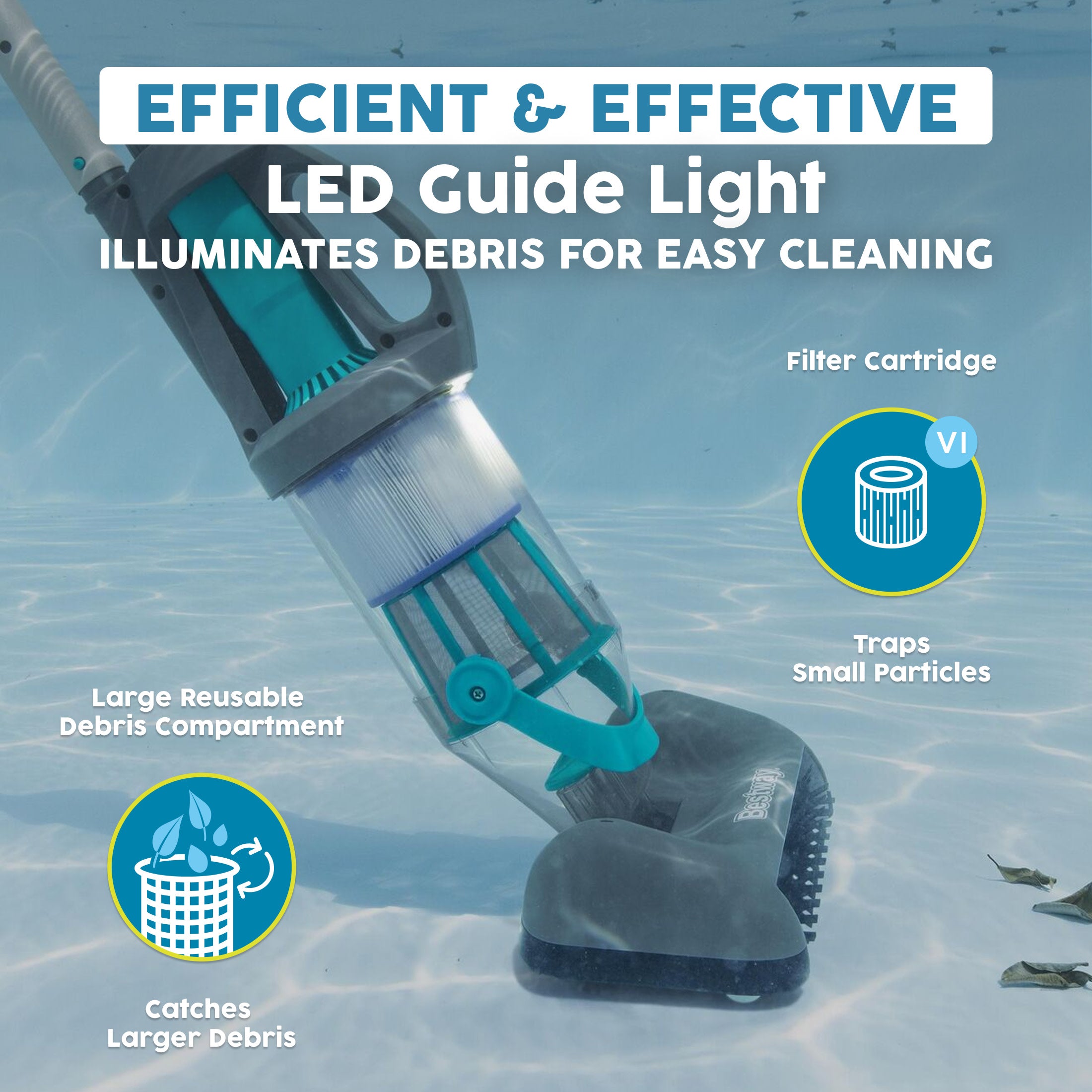 Bestway AquaGrip Handheld Pool Vacuum, 2-in-1 Pole & Hand Held Cordless Vacuum - VMInnovations