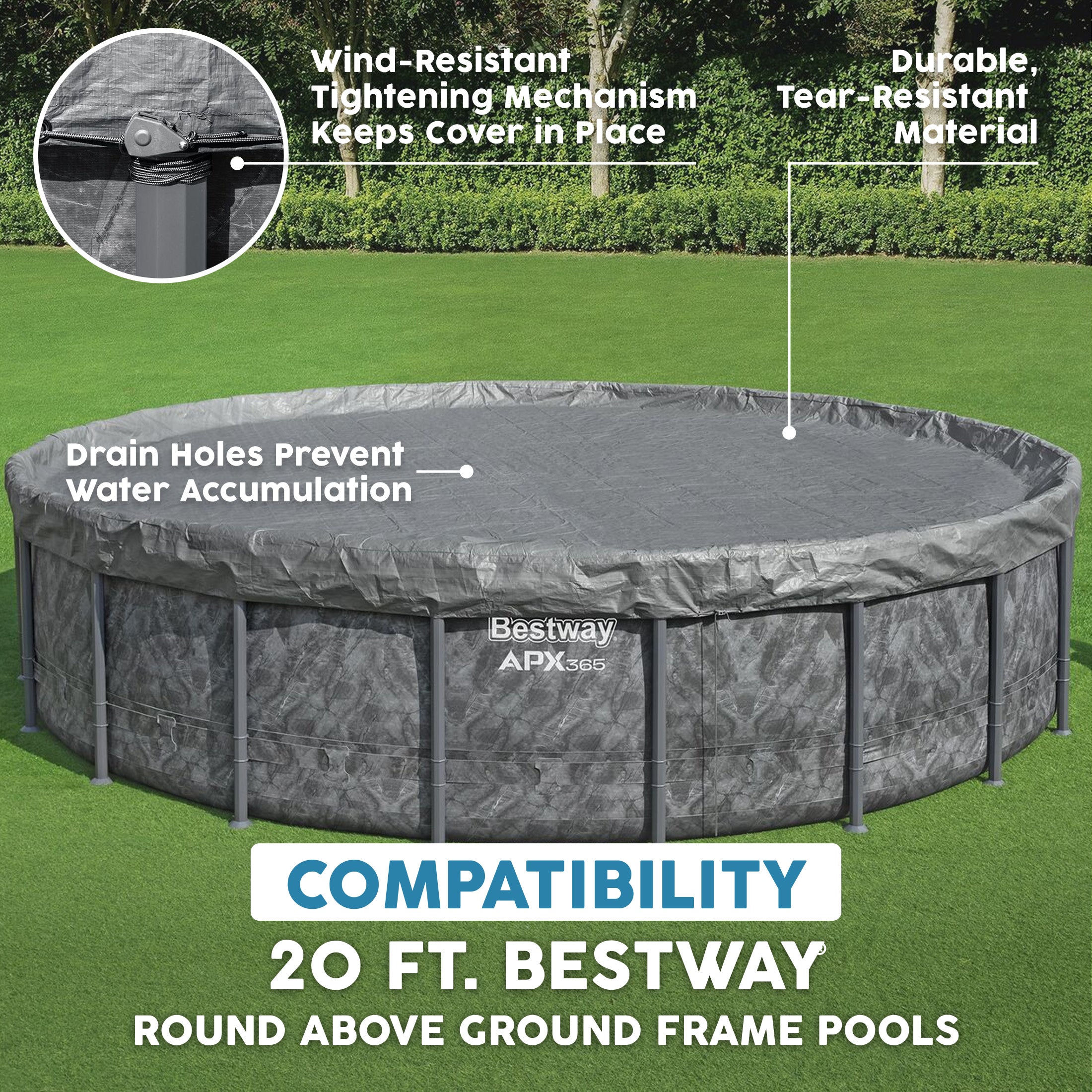 Bestway Round Premium Pool Cover for 20' Above Ground Pools - VMInnovations