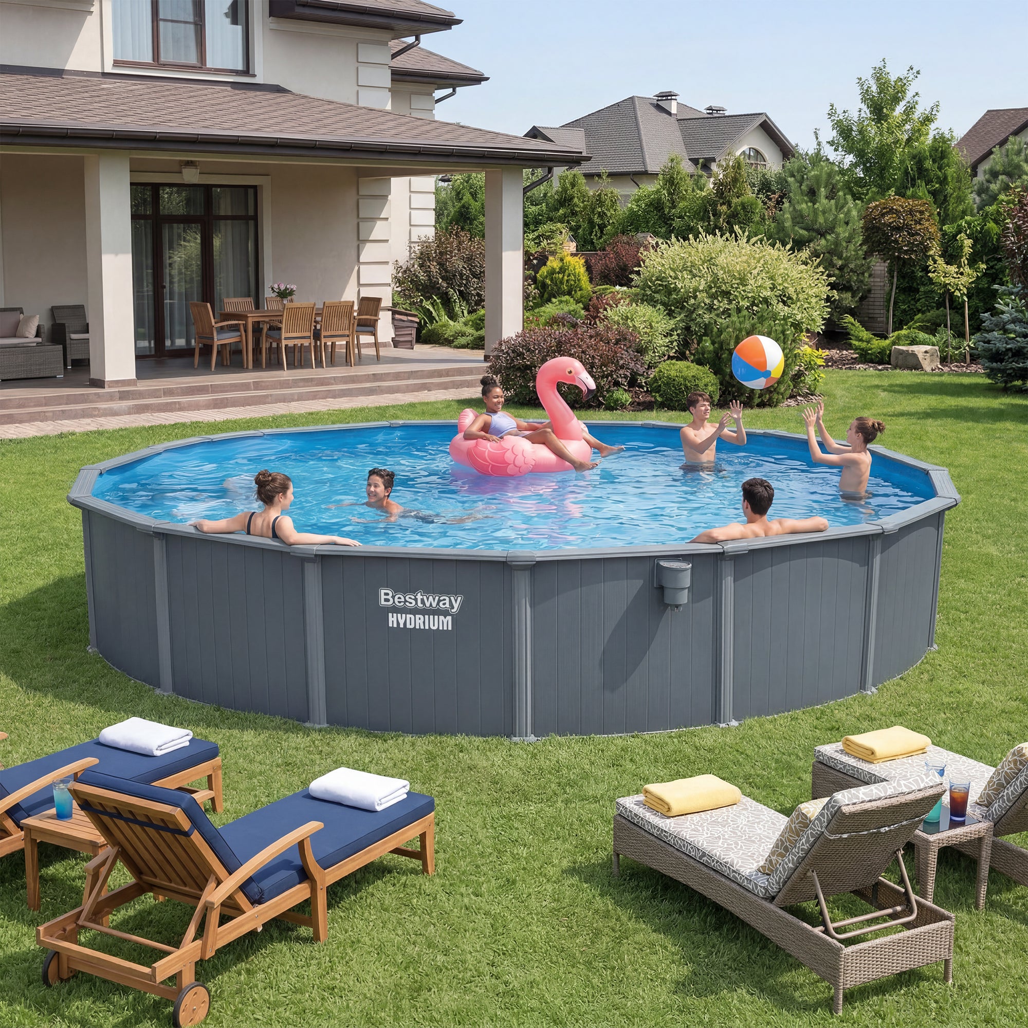 Bestway Hydrium 24' x 52" Round Steel Wall Above Ground Pool Set - VMInnovations