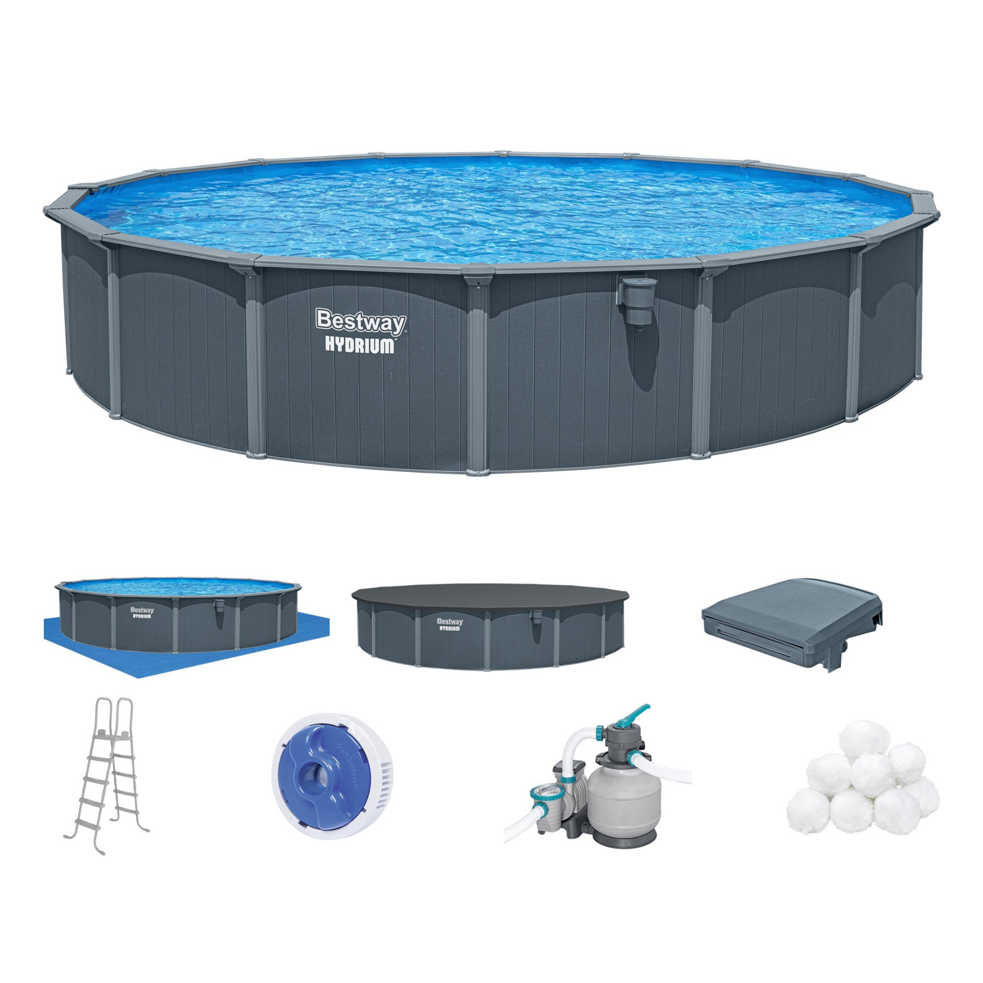 Bestway Hydrium 24' x 52" Round Steel Wall Above Ground Pool Set - VMInnovations