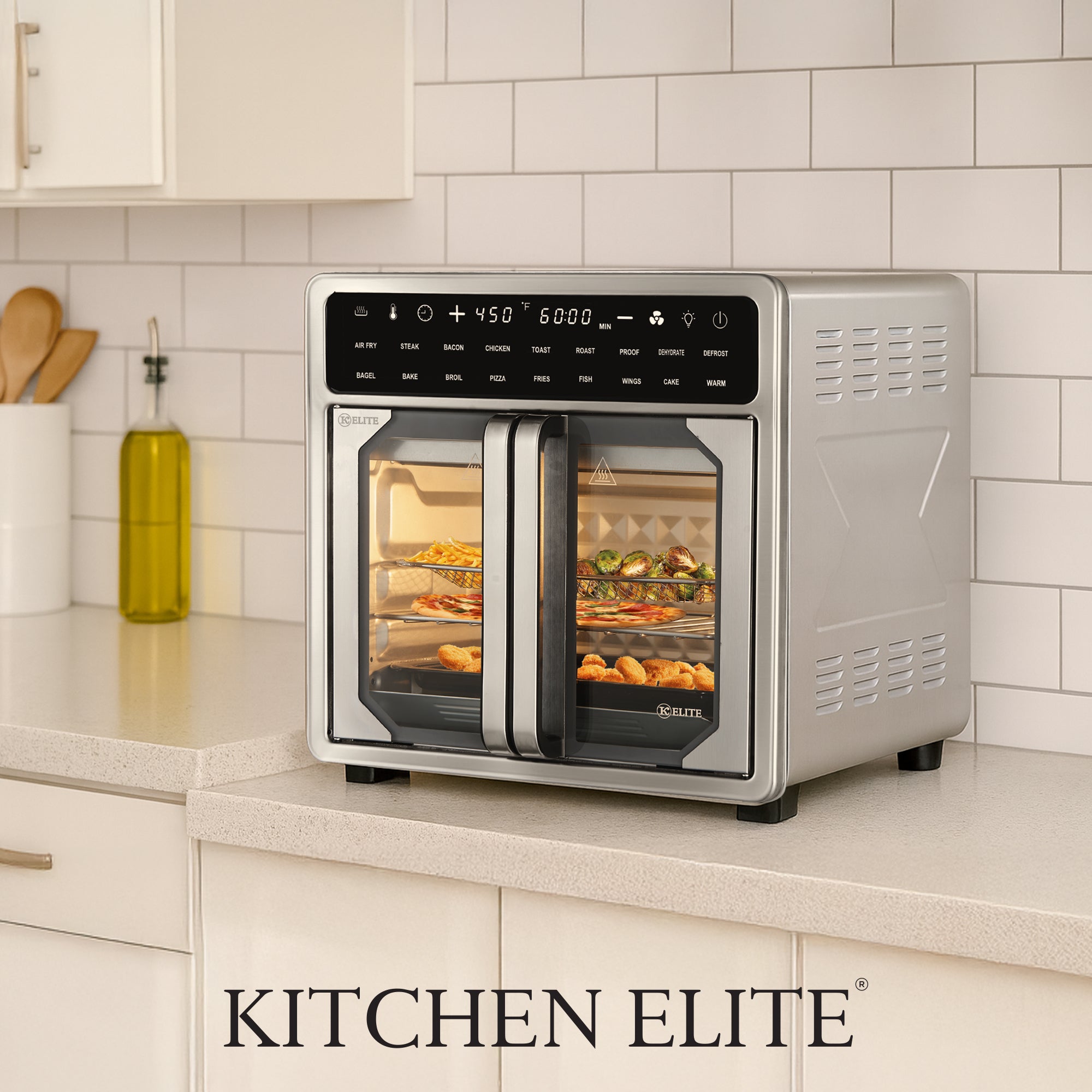 Kitchen Elite 16 Qt French Door Air Fryer Oven, Cooker w/ LED Display (Used)