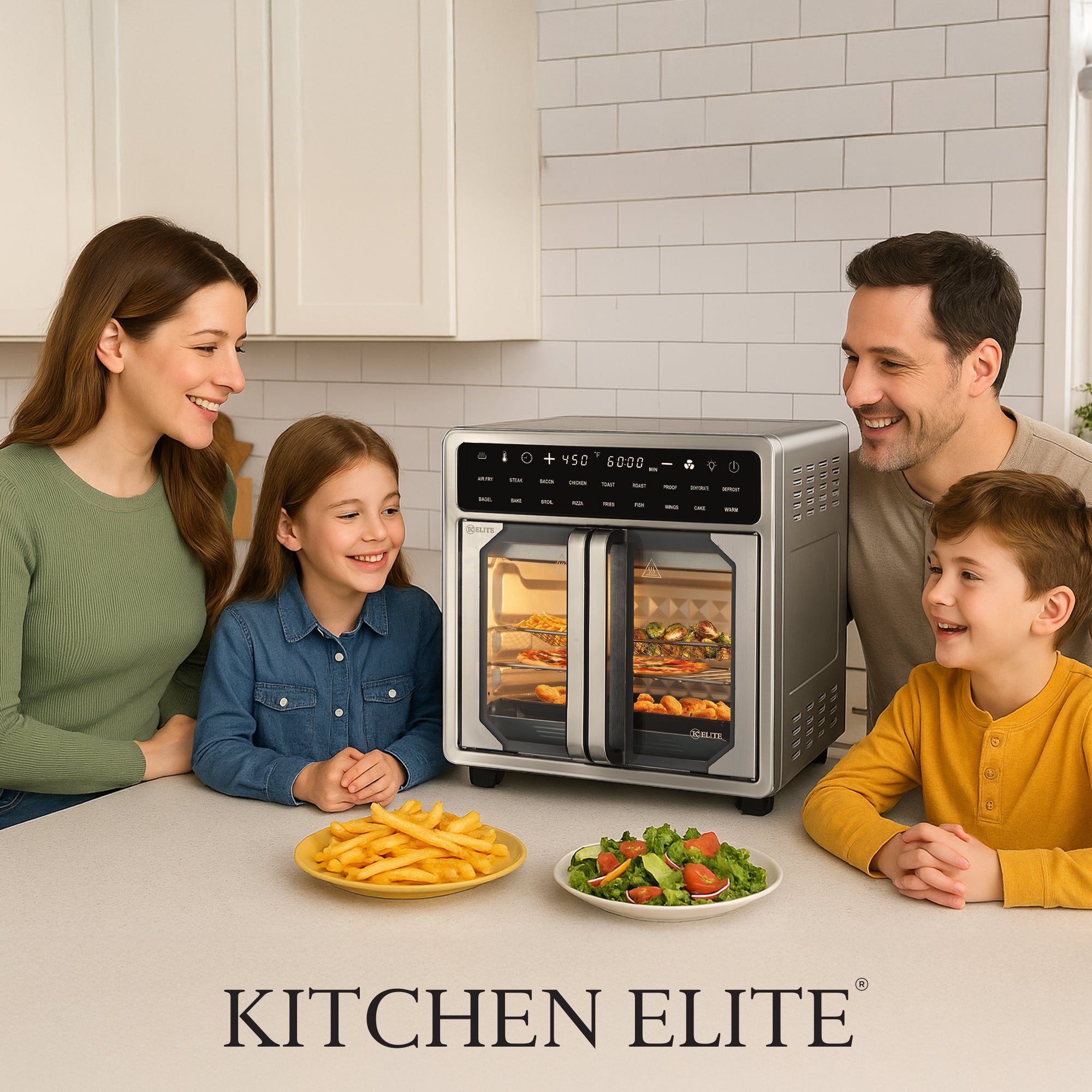 Kitchen Elite 16 Qt French Door Air Fryer Oven, Cooker w/ LED Display (Used)