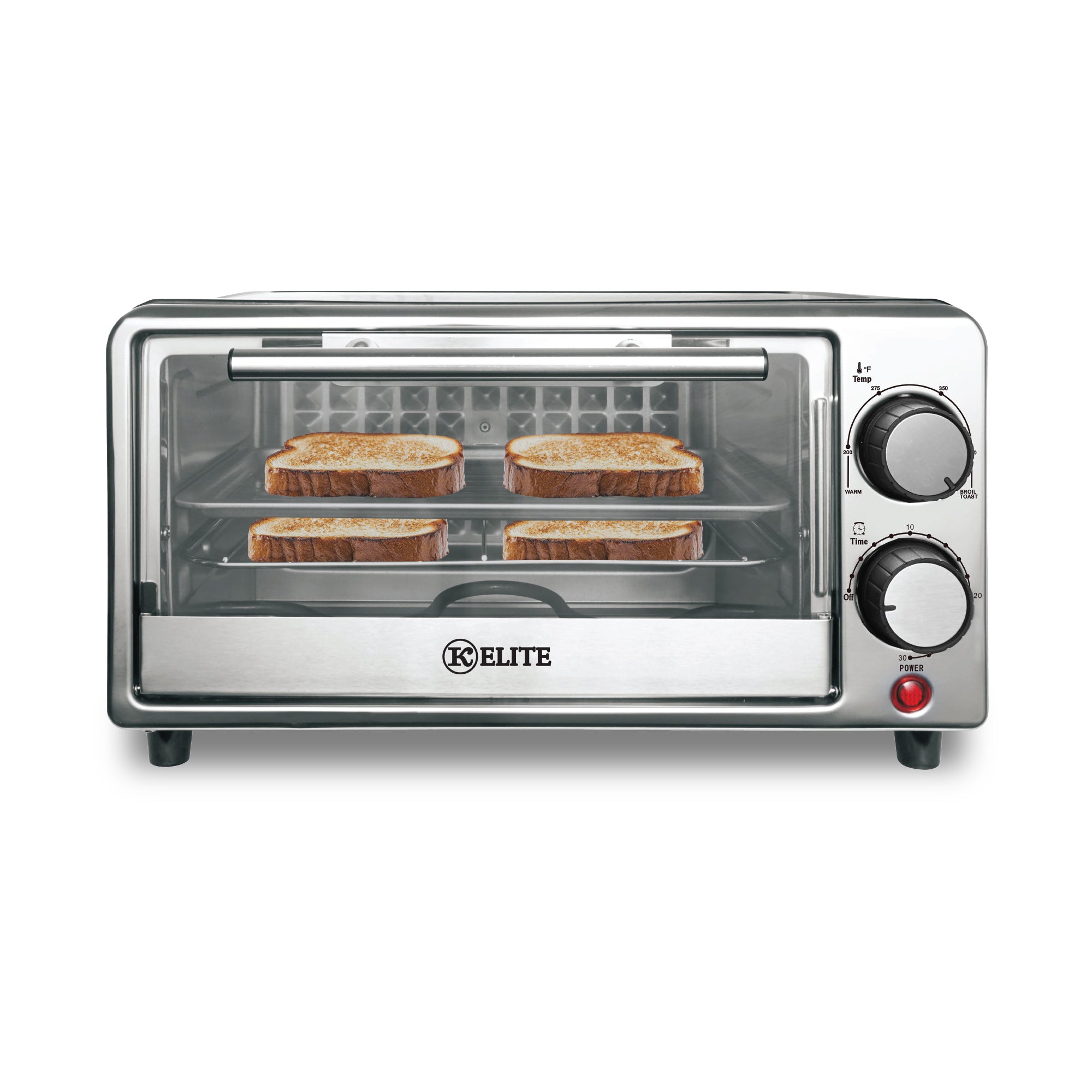 Kitchen Elite 4-Slice Compact Countertop Toaster Oven Stainless Steel Tray(Used)