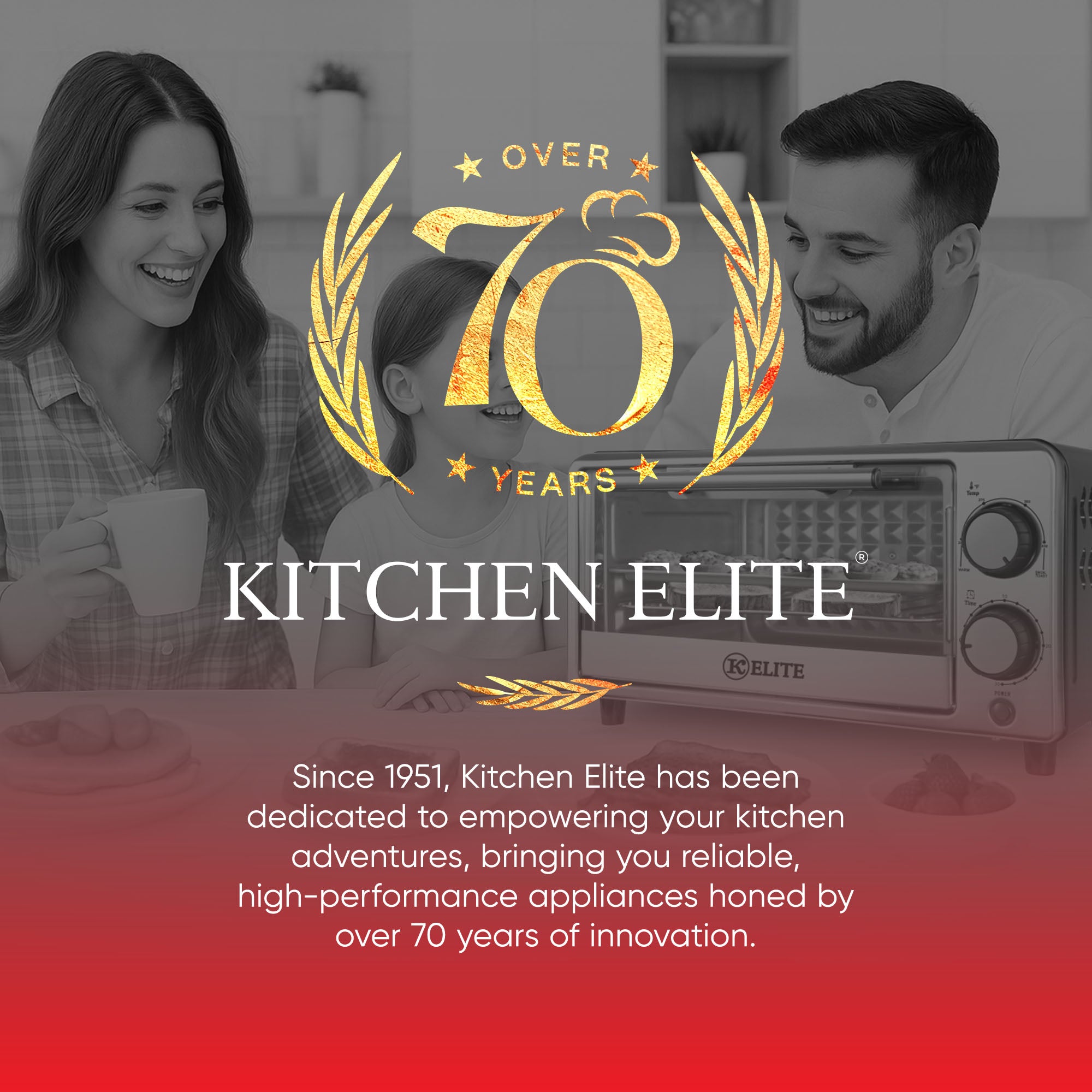 Kitchen Elite Compact Countertop Toaster Oven with Stainless Steel Tray, Black