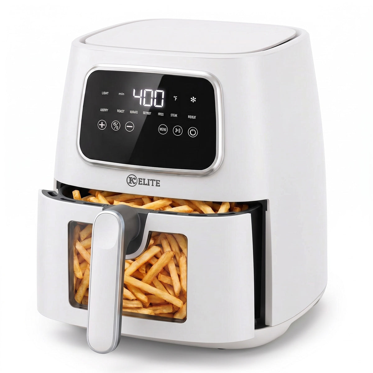 Kitchen Elite Digital Air Fryer, Countertop Cooker w/ LED Screen, White (Used)