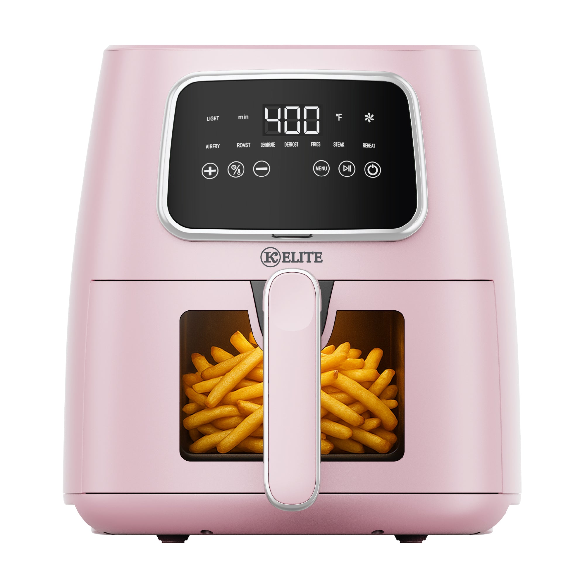 Kitchen Elite 5.5 Qt. Air Fryer, Countertop Cooker w/LED Screen, Pink (Open Box)
