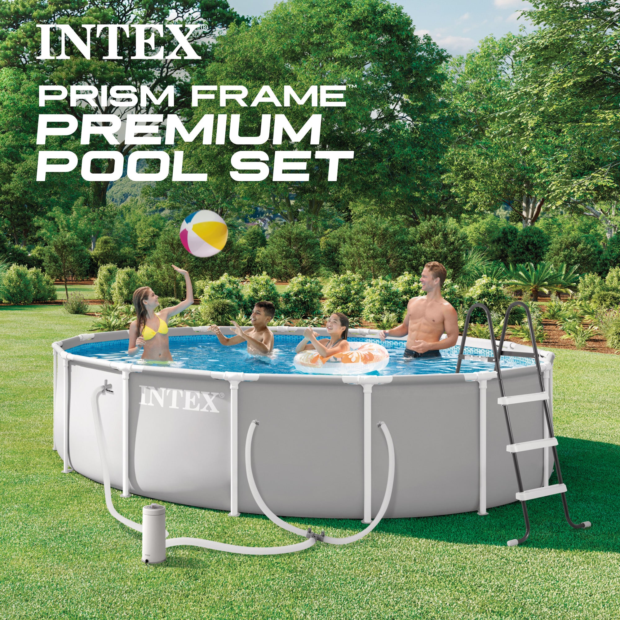INTEX Prism Frame 15ft x 42in Above Ground Pool Set w/Filter Pump (Open Box) - VMInnovations