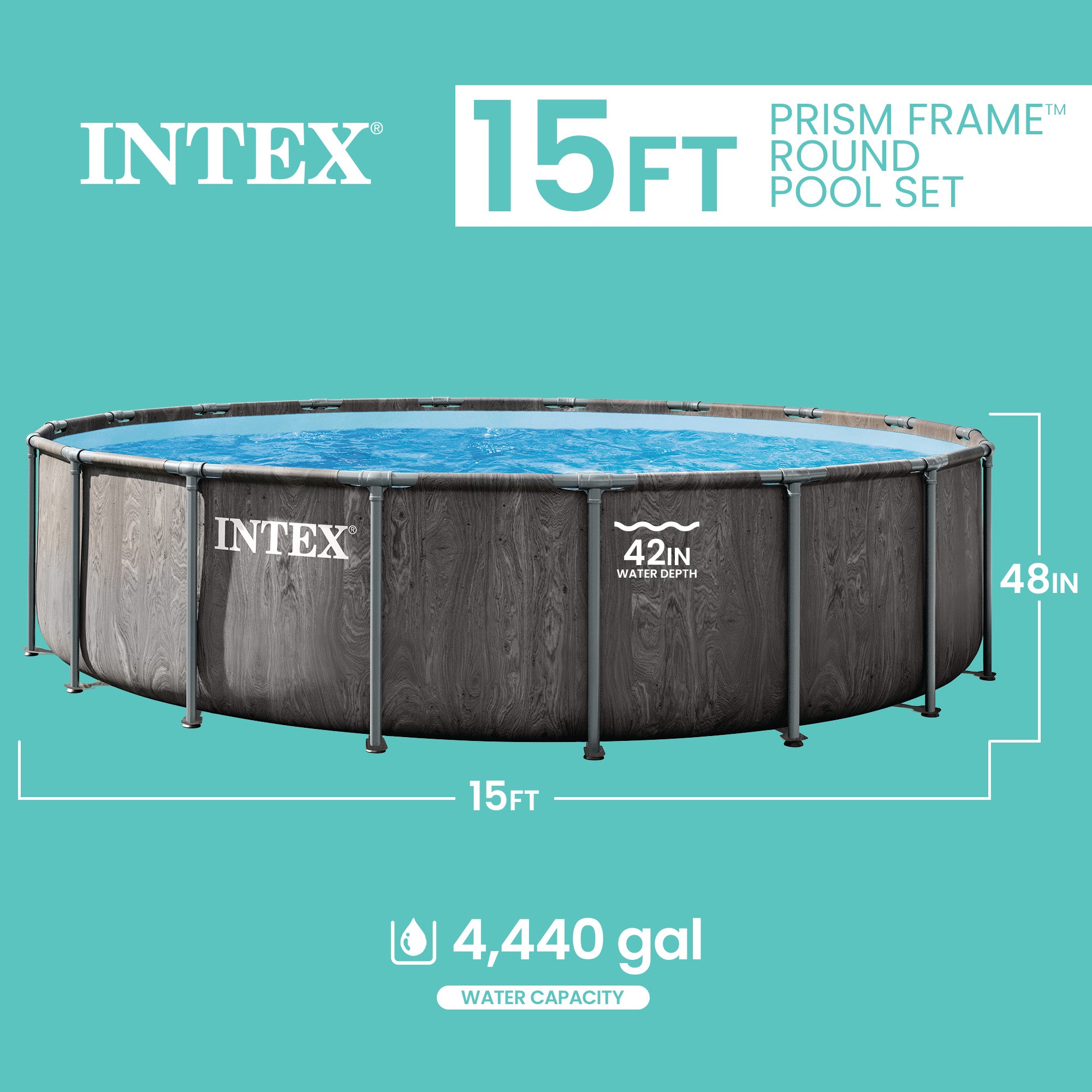 INTEX Greywood Prism Frame Premium Above Ground Pool Set with Pump (Open Box)