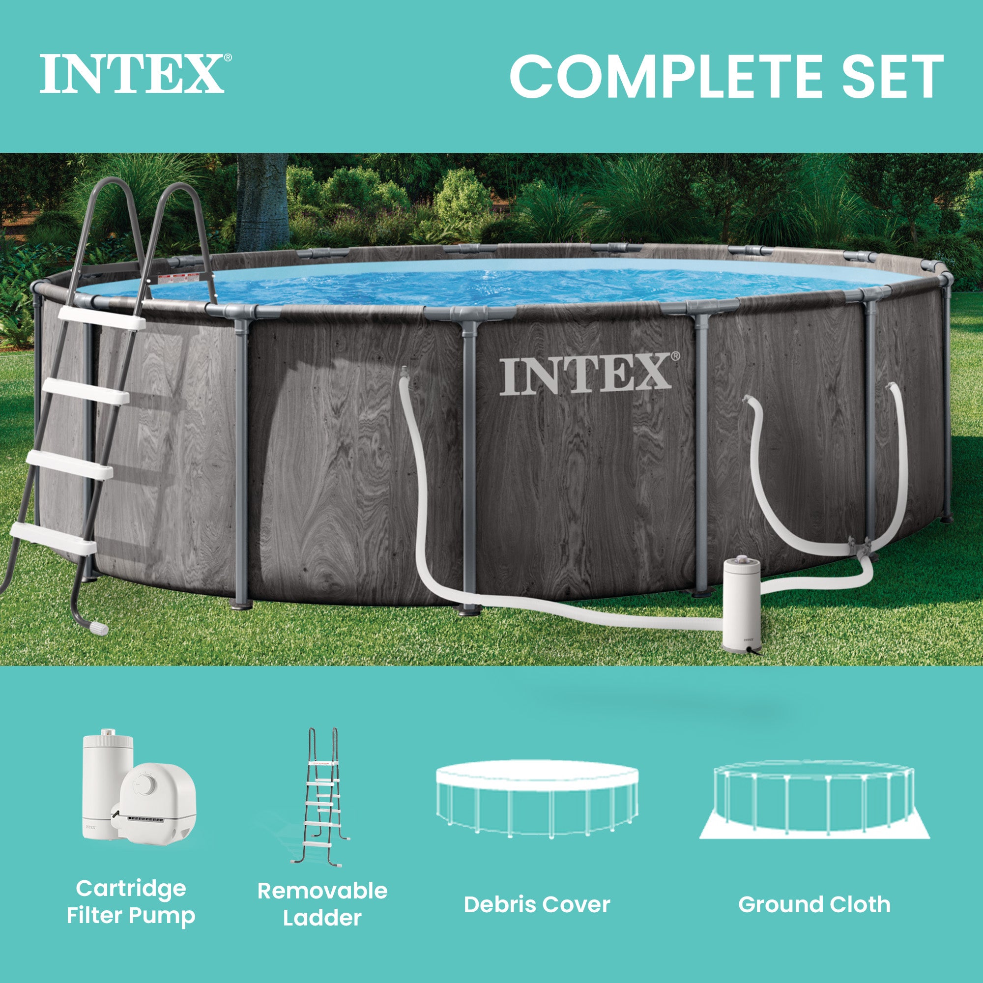 INTEX Prism Frame 18ft x 48in Premium Above Ground Pool Set with Pump(For Parts)