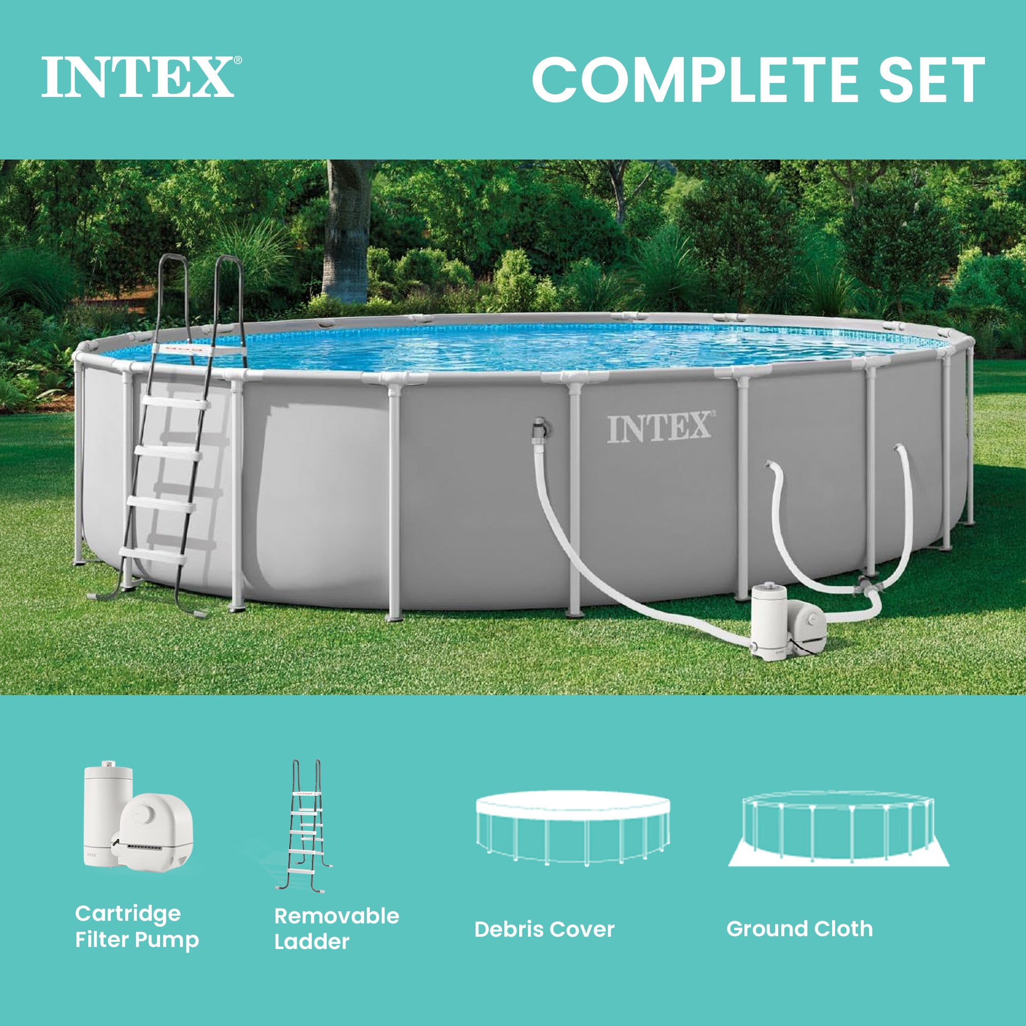INTEX Prism Frame Premium Above Ground Pool Set with Filter Pump (For Parts)