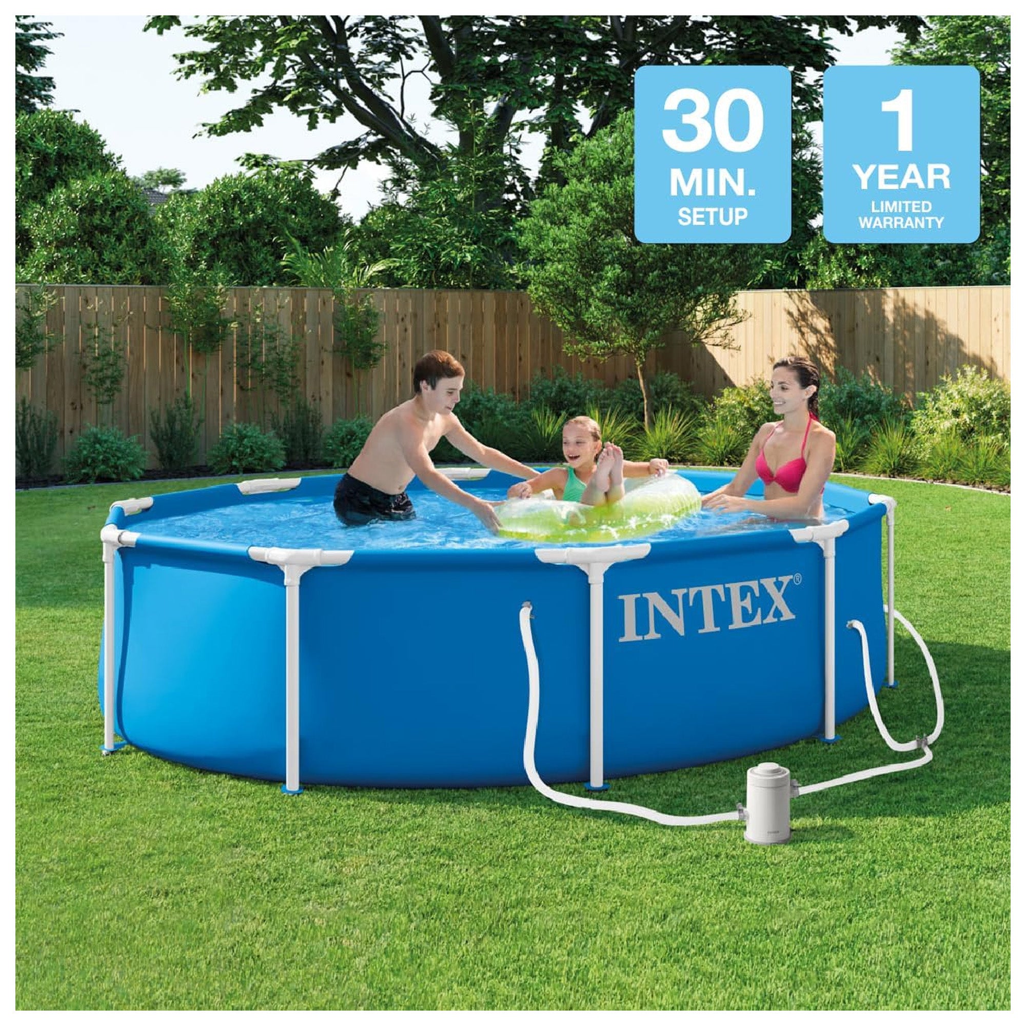 Intex 28201EP 10ft x 30in Metal Frame Pool Set with Pump & Cover (Open Box)
