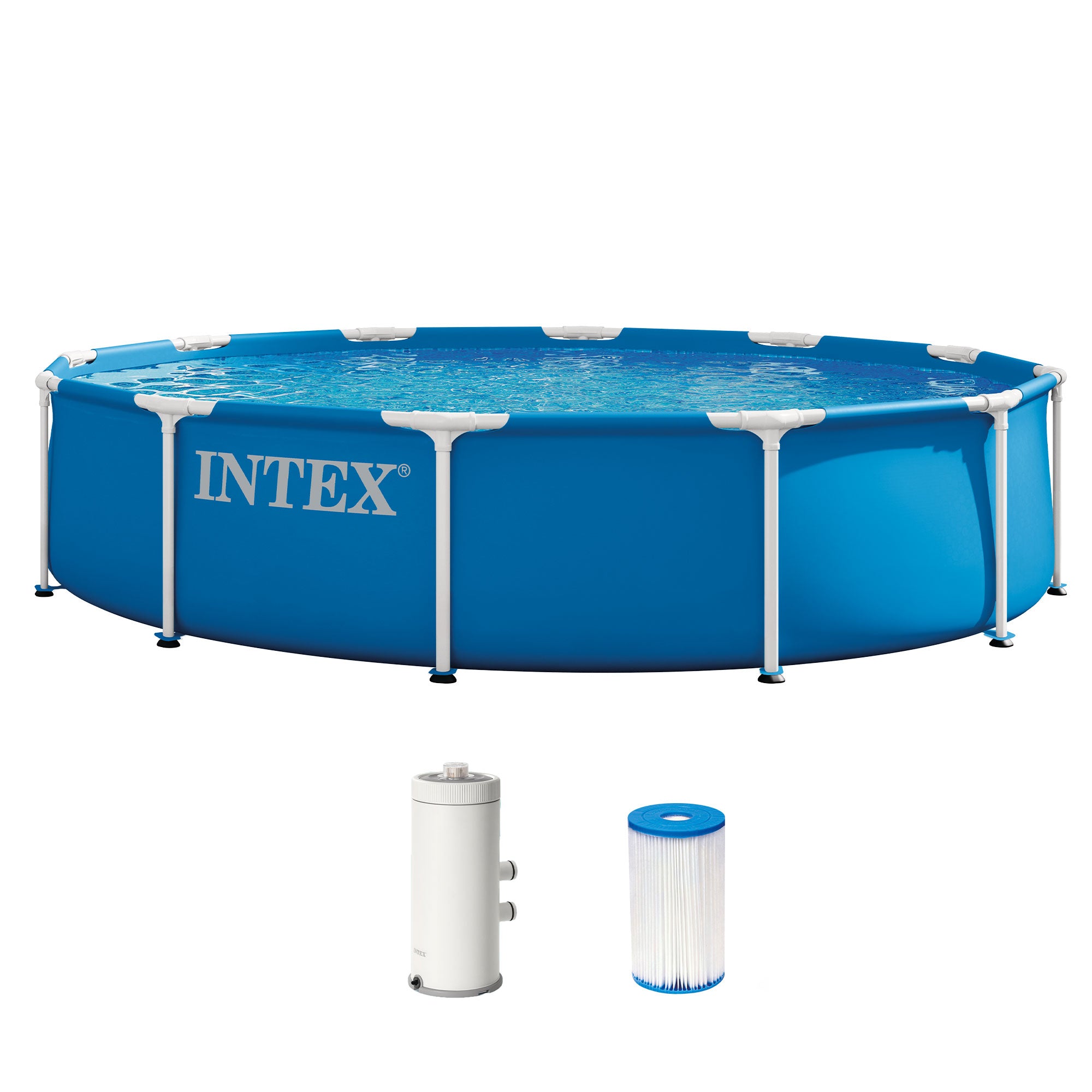Intex 12ft x 30in Metal Frame Above Ground Pool Set with Filter Pump (Used)