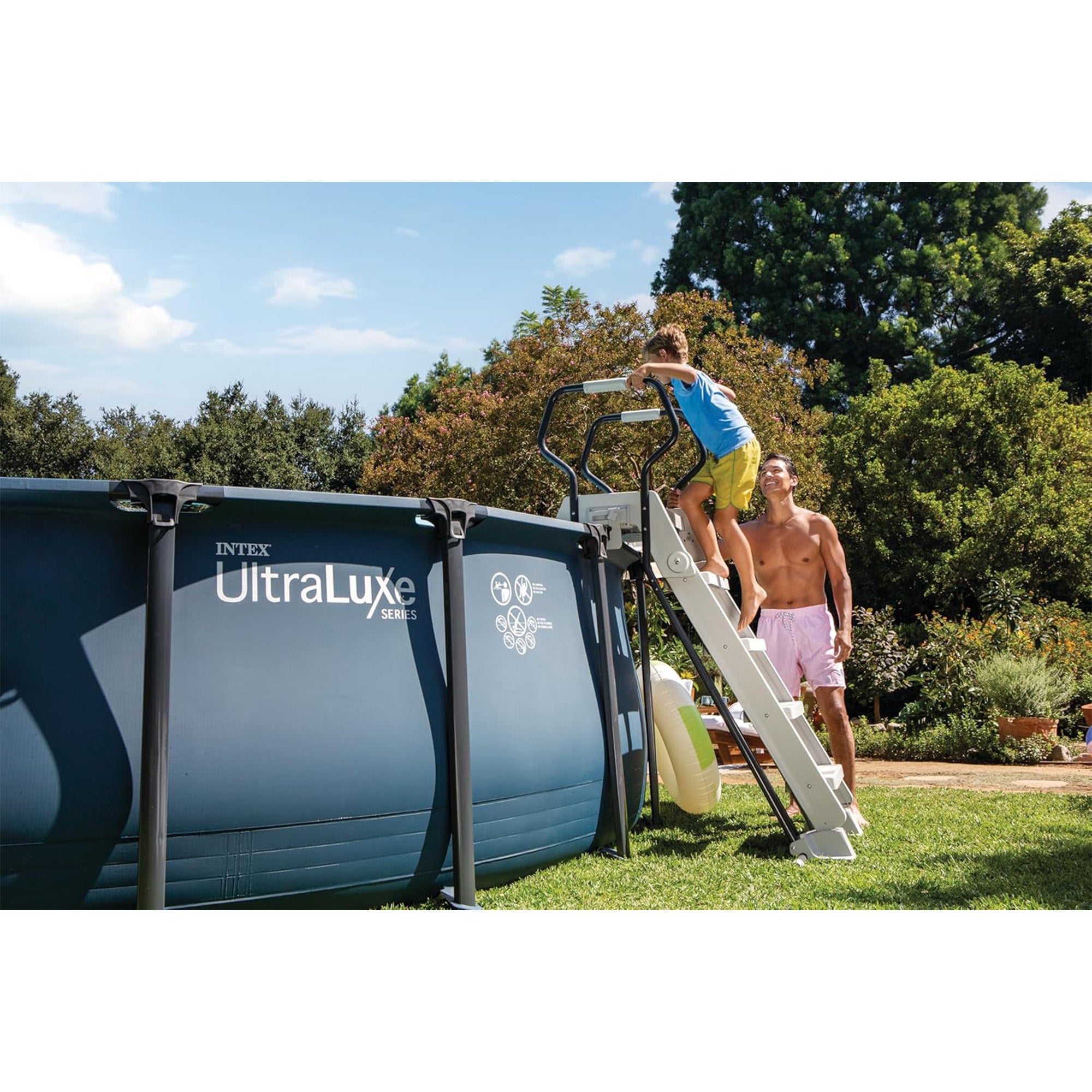 INTEX UltraLuxe 24ft x 52in Above Ground Pool, Sand Pump, & Saltwater System - VMInnovations