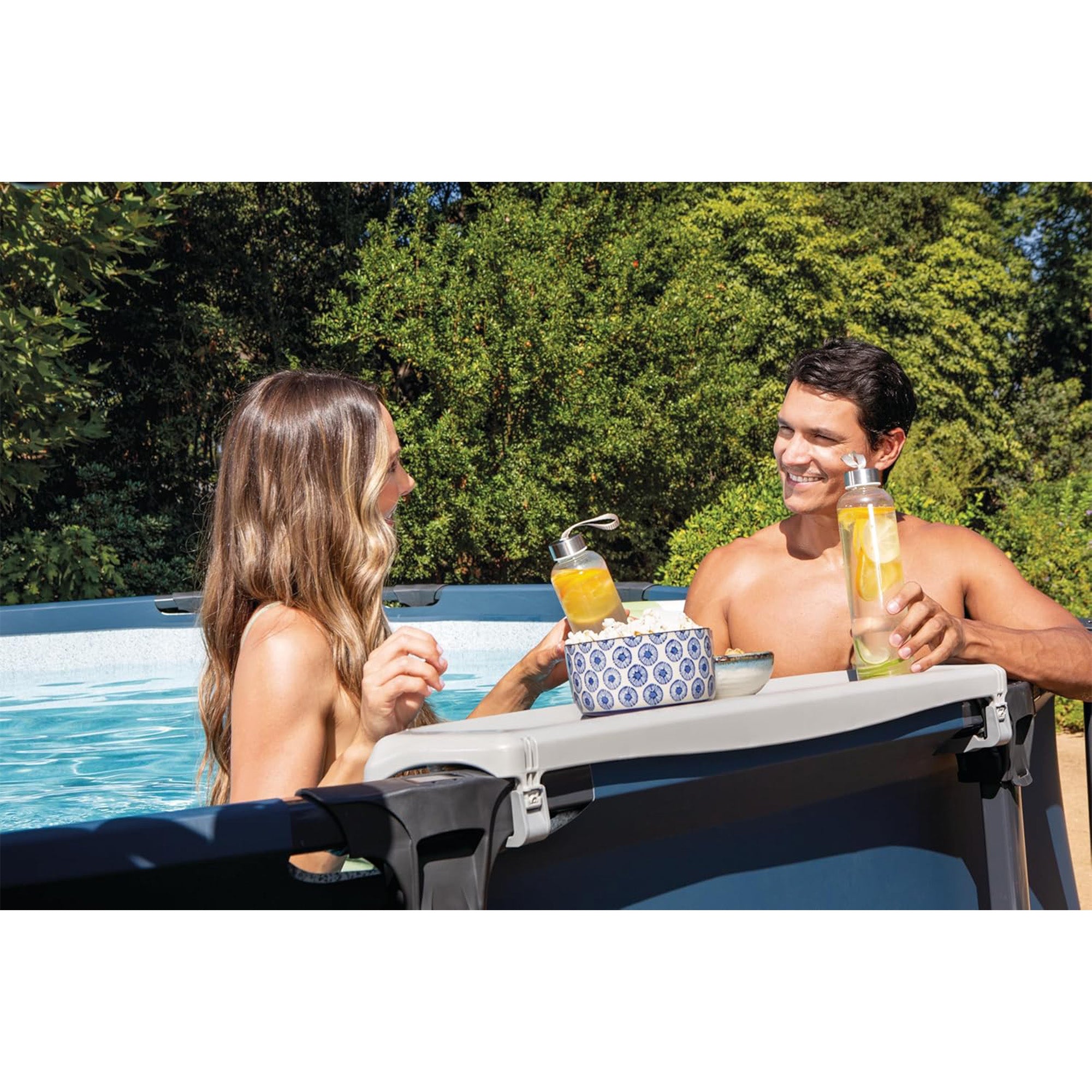 INTEX UltraLuxe 24ft x 52in Above Ground Pool, Sand Pump, & Saltwater System - VMInnovations