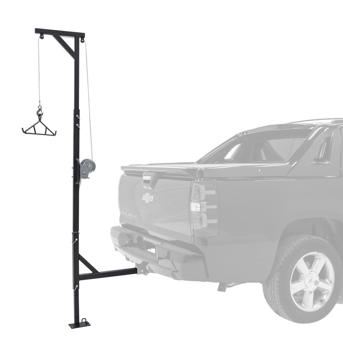Kill Shot Hitch Mounted Steel Deer Hoist with Swivel, 500 Pound Capacity, Black (Used)