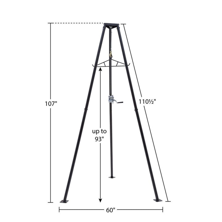Kill Shot 9' Steel Tripod Game Hoist with Gambrel and 500 Pound Capacity, Black - VMInnovations