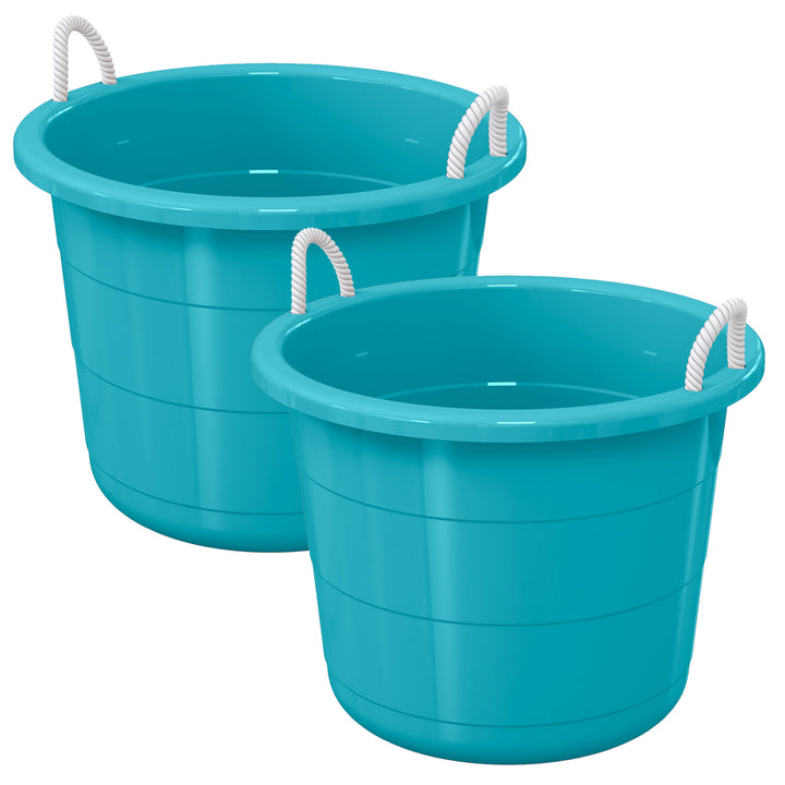 Life Story 17 Gal Plastic Storage Open Top Bucket with Rope Handles, Teal, 2 Pk - VMInnovations