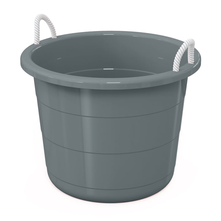 Life Story 17 Gal Plastic Storage Open Top Bucket with Rope Handles, Gray, 2 Pk - VMInnovations