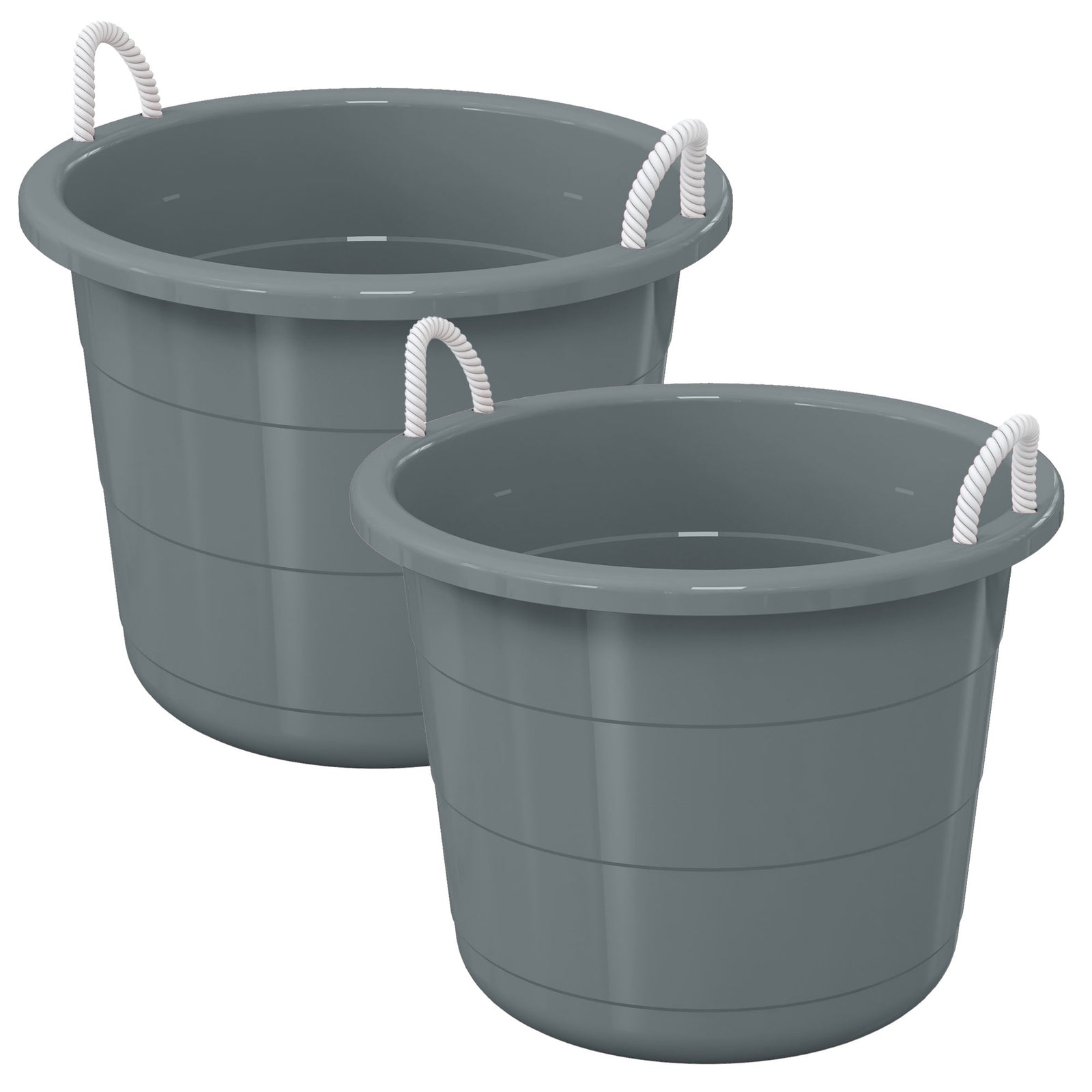 Life Story 17 Gal Plastic Storage Open Top Bucket with Rope Handles, Gray, 2 Pk - VMInnovations