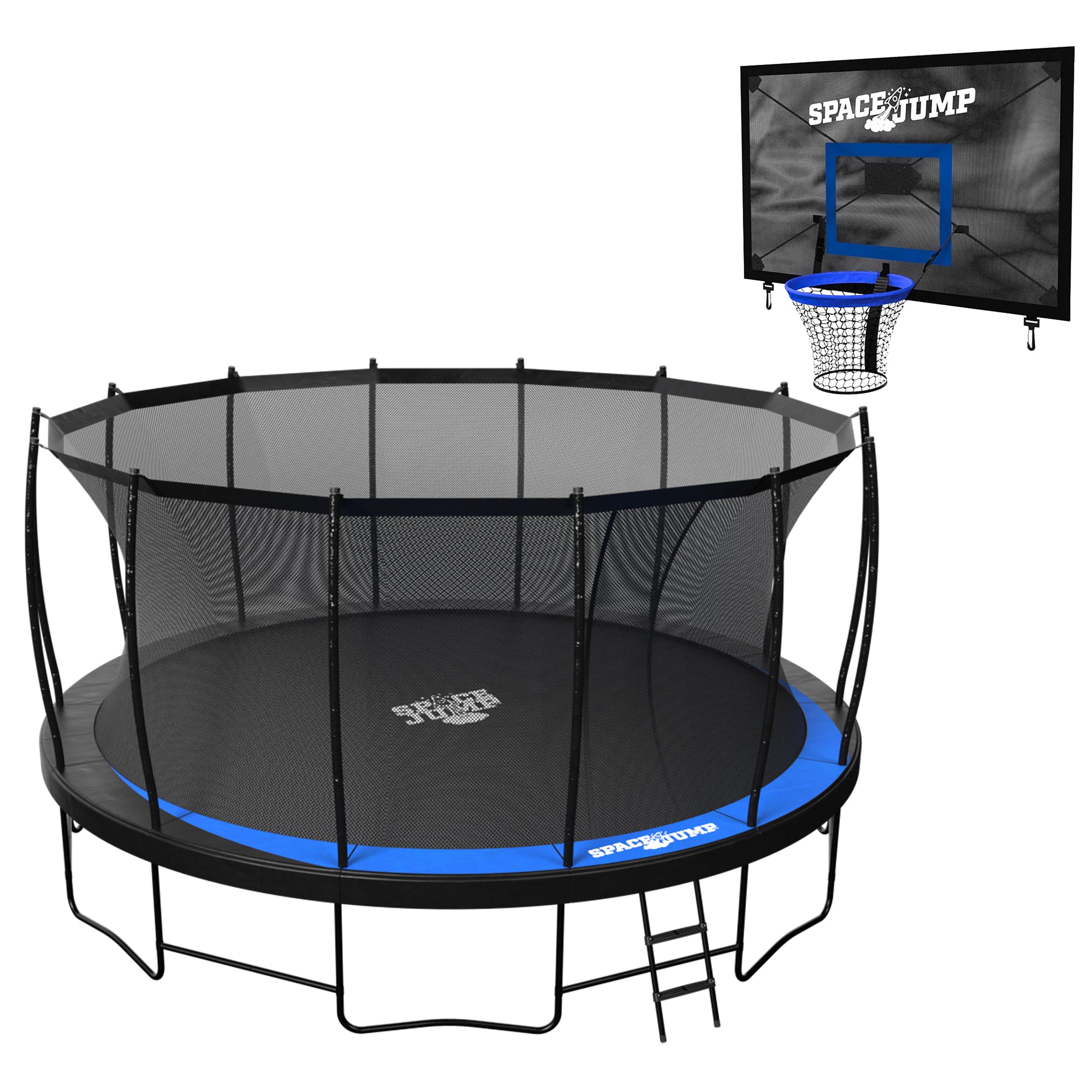 SpaceJump Lunar 16' Round Trampoline with AstroJam Basketball Hoop Attachment
