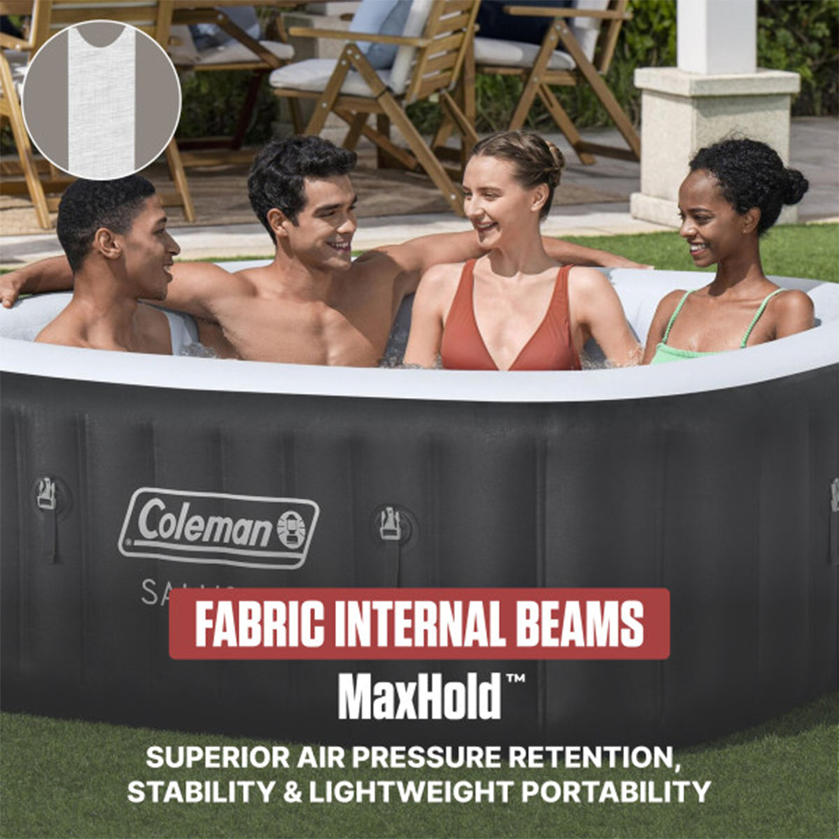 Coleman Hawaii 4-6 Person AirJet Inflatable Hot Tub with Cover & 2 Drink Holders