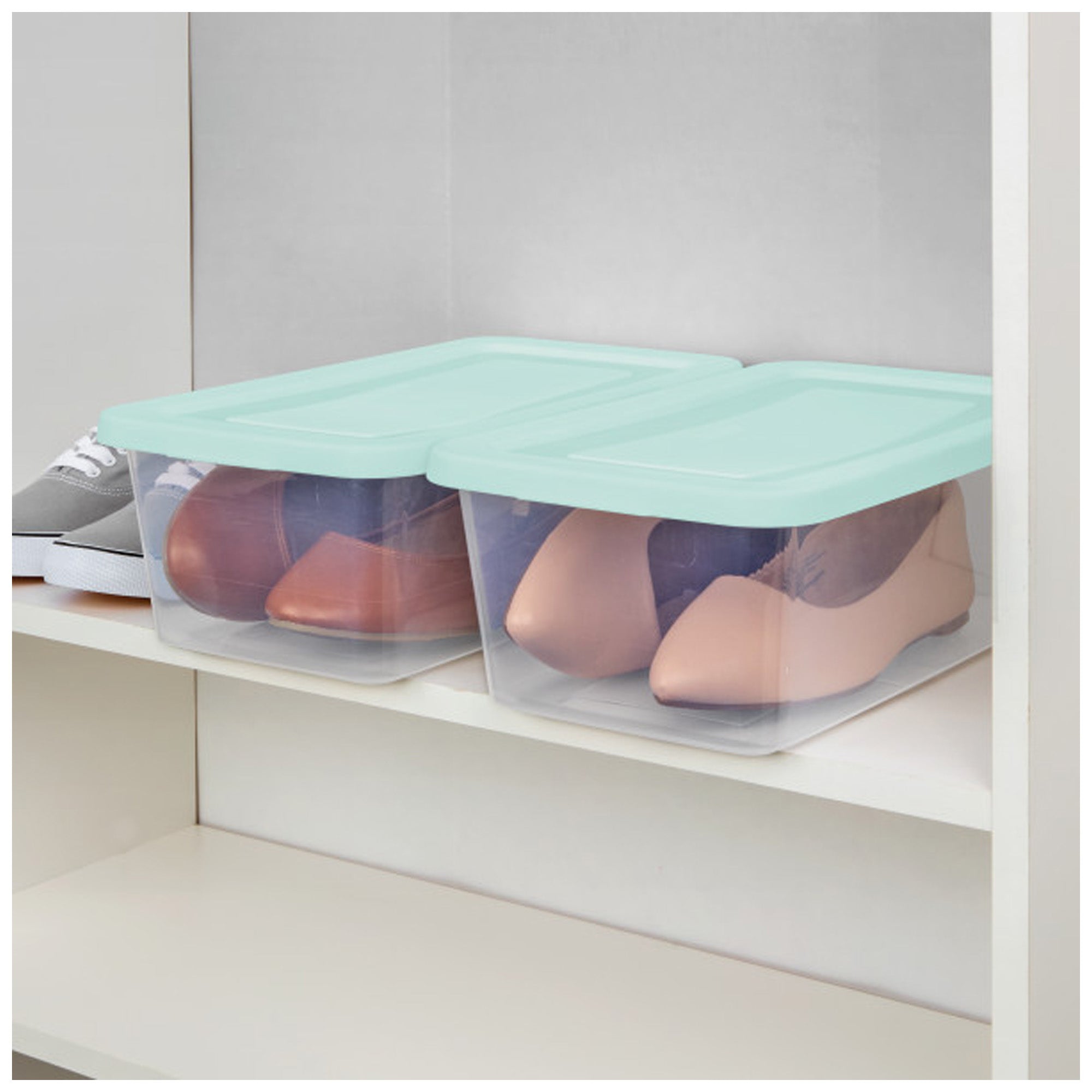 Sterilite 6 Qt Storage Boxes, Clear Plastic Containers with Lid, Set of 30, Mint