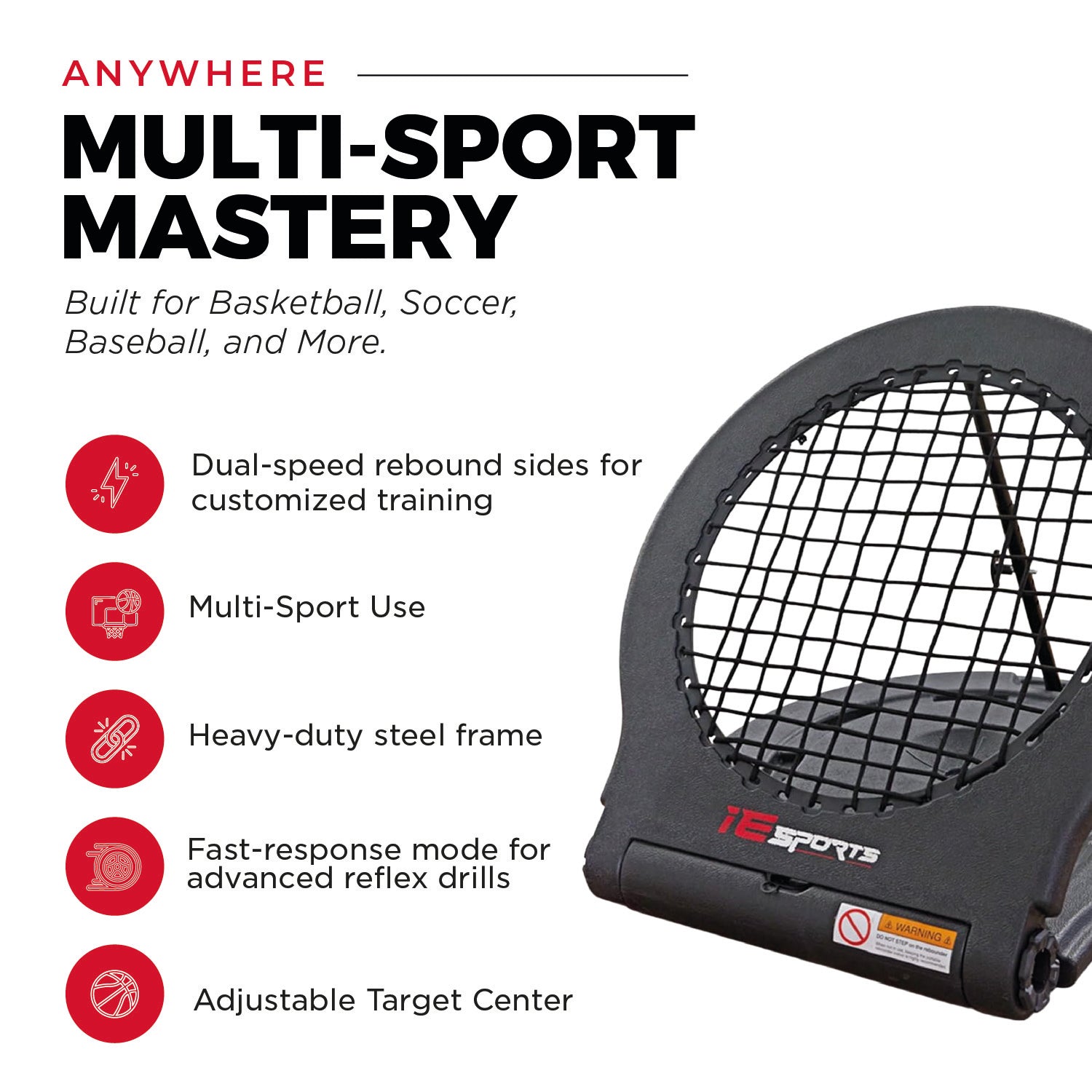 IE Sports Basketball Rebounder Multi-Sport Rebound Net Return Attachment, Black - VMInnovations