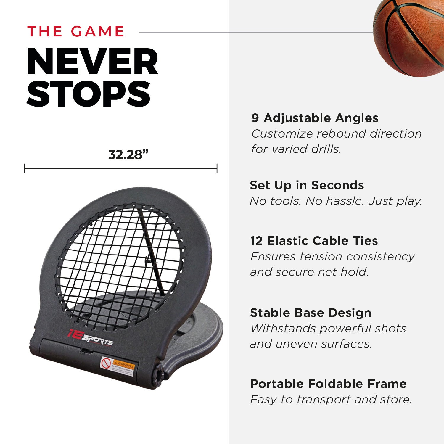 IE Sports Basketball Rebounder Multi-Sport Rebound Net Return Attachment, Black - VMInnovations