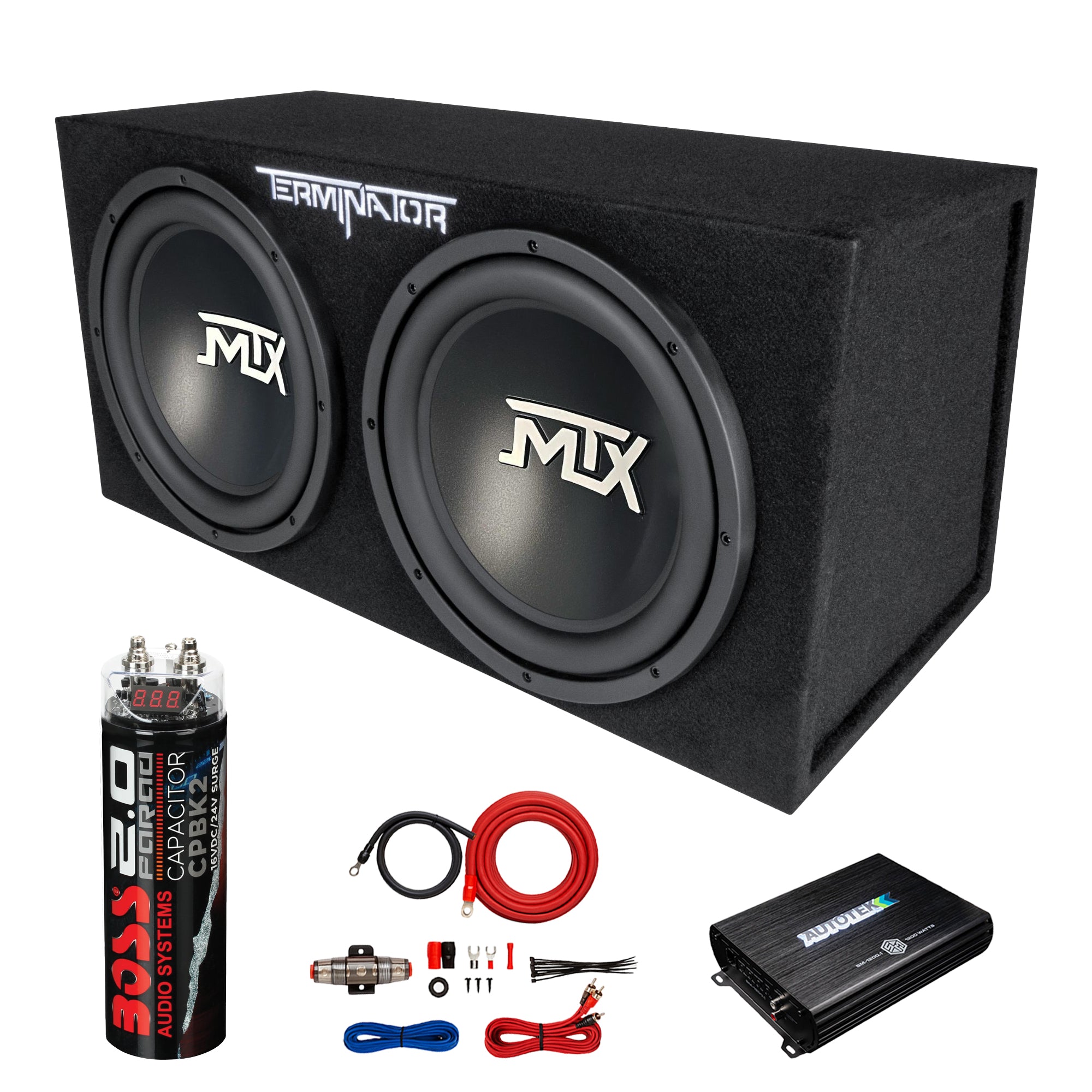 MTX 12" 1200W Max Car Audio Dual Loaded Subwoofer Set with Car Audio Amplifier - VMInnovations