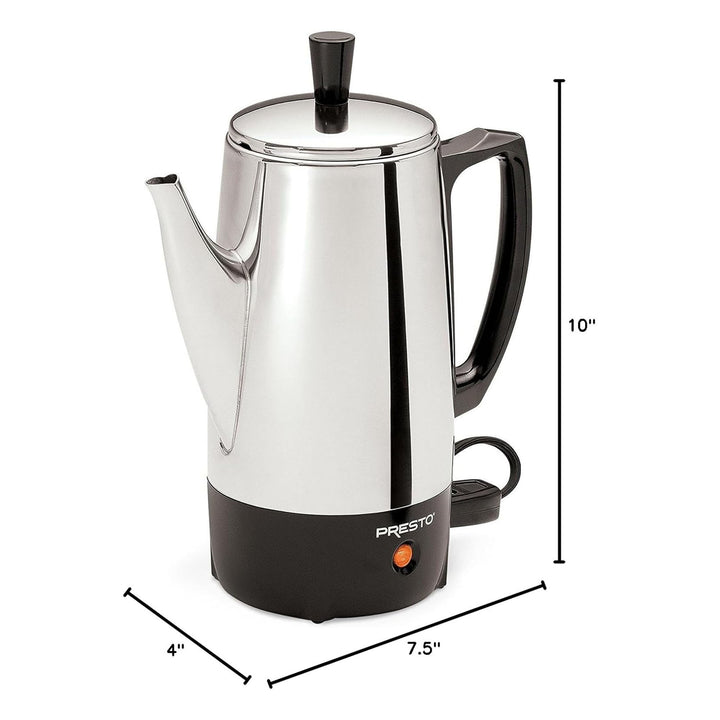 Presto 02822 Stainless Steel Coffee Maker, Classic Percolator, Easy Pour, Silver - VMInnovations