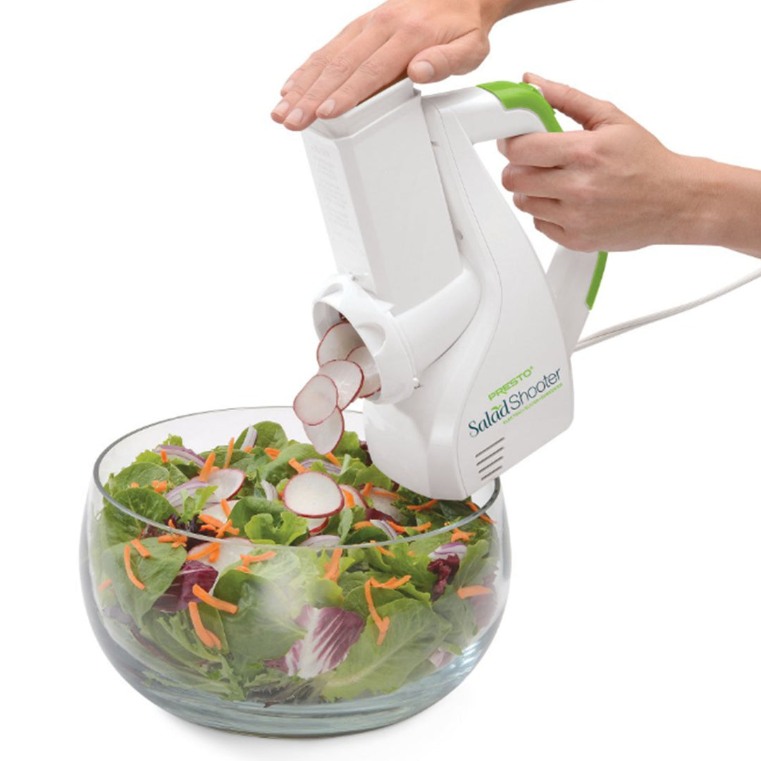 Presto 02910 SaladShooter Electric Slicer/Shredder, Handheld Food Chopper, White - VMInnovations