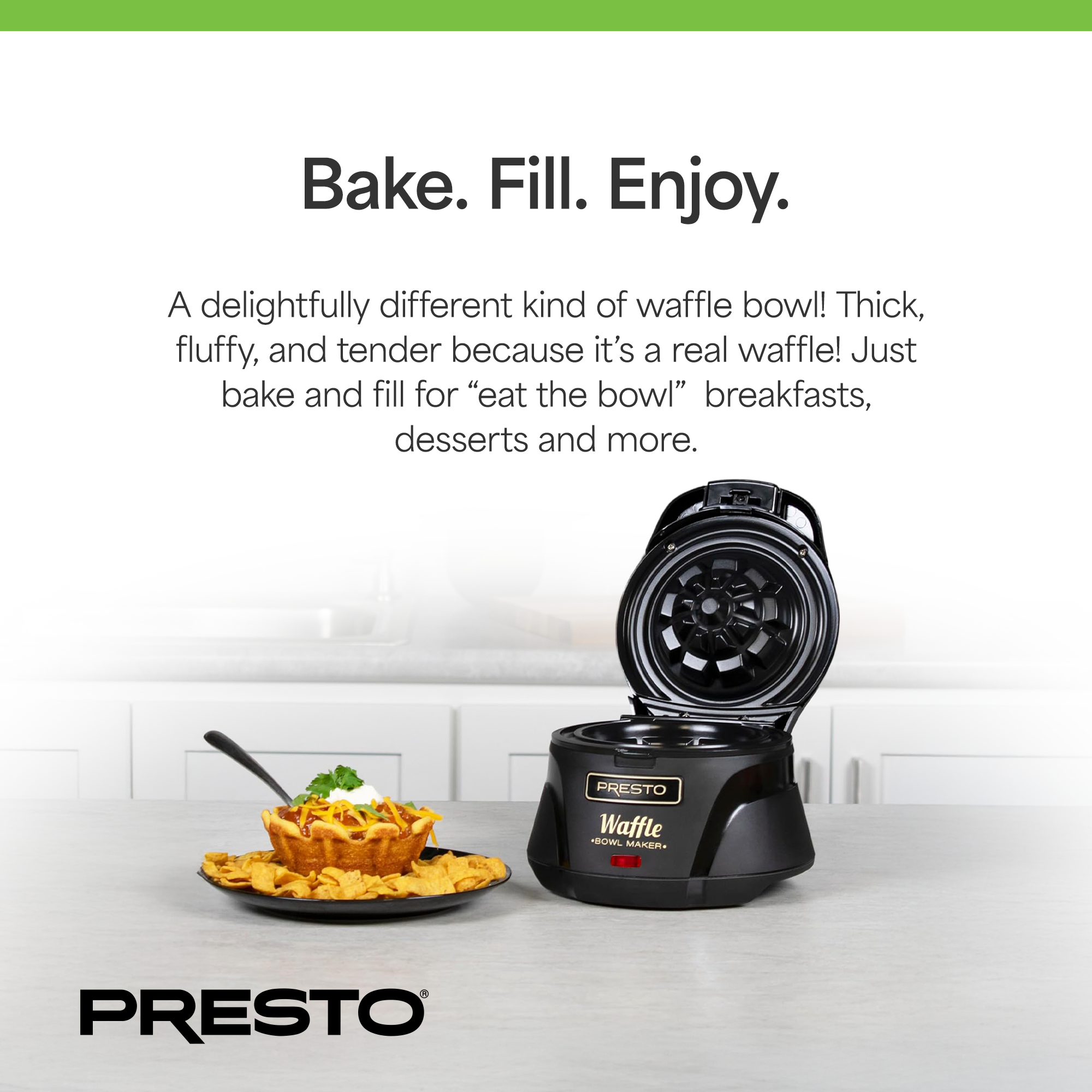 Presto Belgian Waffle Bowl Maker for 4" Waffles with Premium Nonstick Coating - VMInnovations