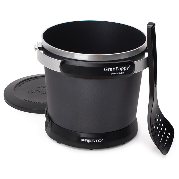 Presto 05411 GranPappy Electric Deep Fryer, Ceramic Nonstick, Handy Scoop, Black - VMInnovations