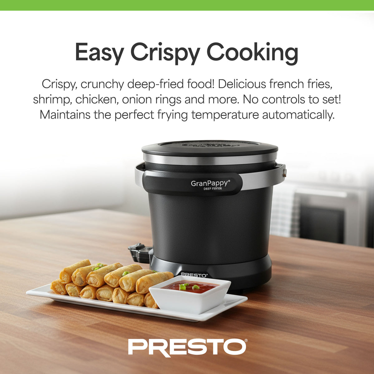 Presto Electric Deep Fryer, Ceramic Nonstick, Handy Scoop, Black (Open Box) - VMInnovations