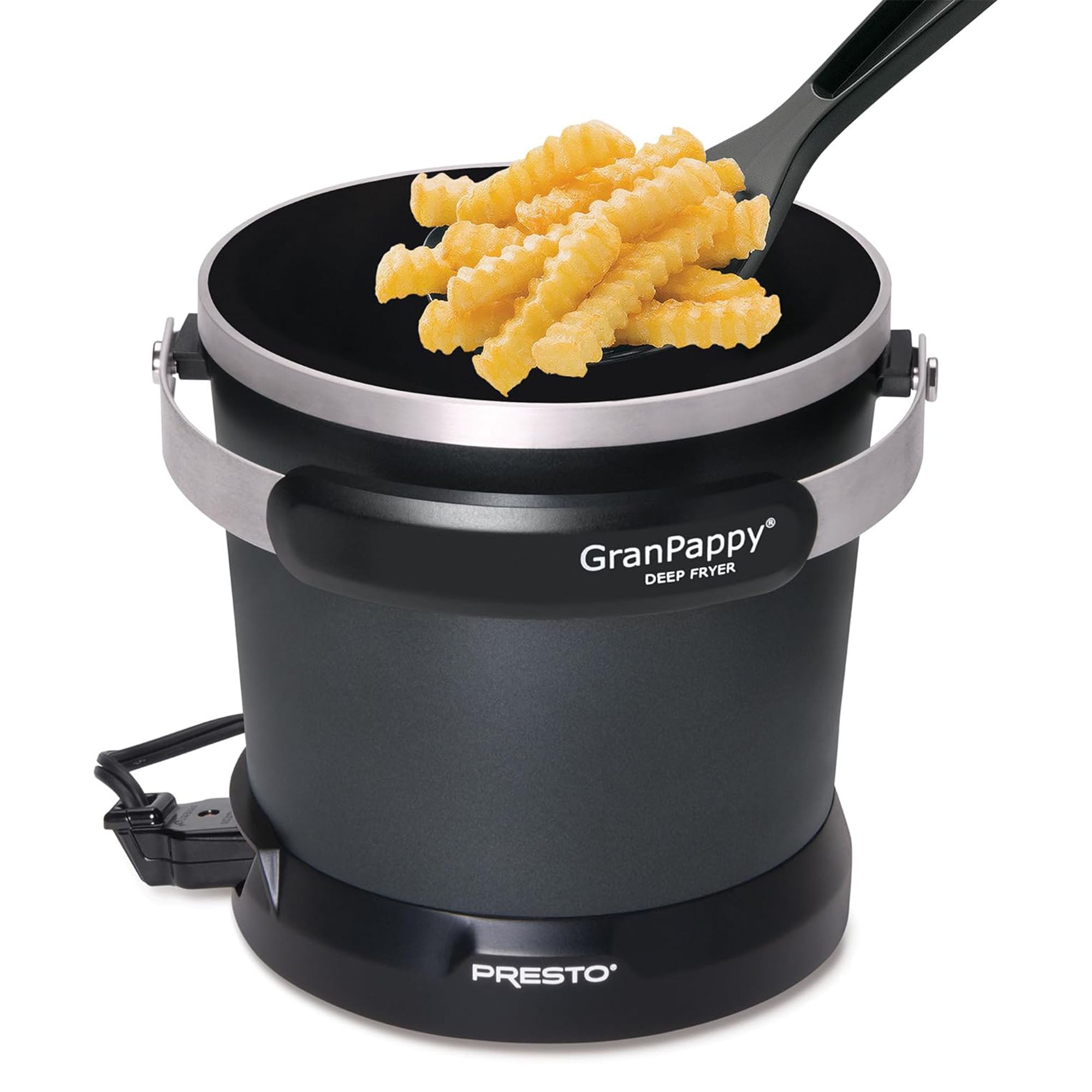 Presto Electric Deep Fryer, Ceramic Nonstick, Handy Scoop, Black (Open Box) - VMInnovations