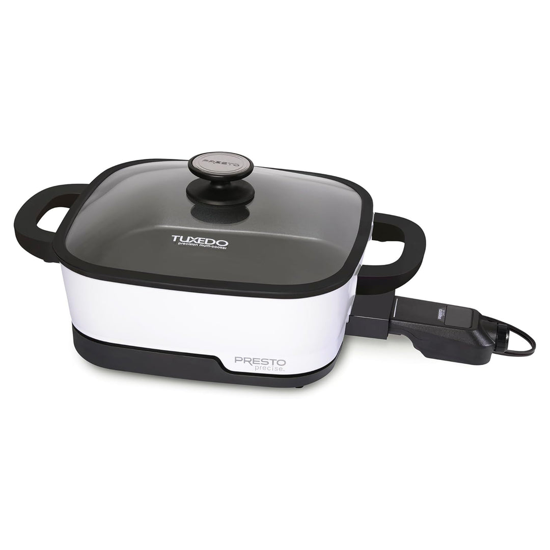 Presto 07118 Precise Tuxedo 12" Electric Skillet, Nonstick Multi-Cooker w/ Lid - VMInnovations