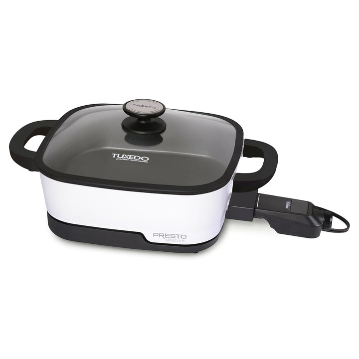 Presto 07118 Precise Tuxedo 12" Electric Skillet, Nonstick Multi-Cooker w/ Lid - VMInnovations