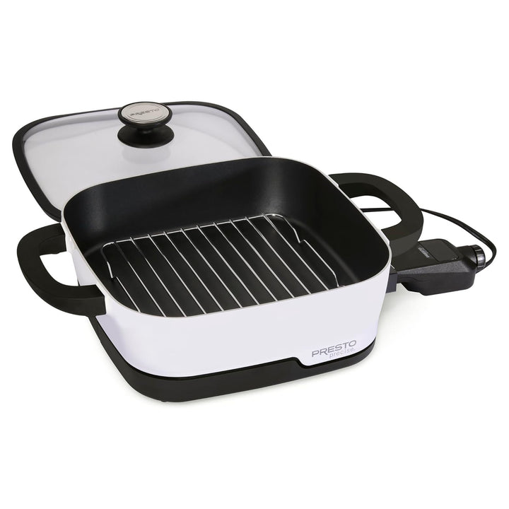 Presto 07118 Precise Tuxedo 12" Electric Skillet, Nonstick Multi-Cooker w/ Lid - VMInnovations