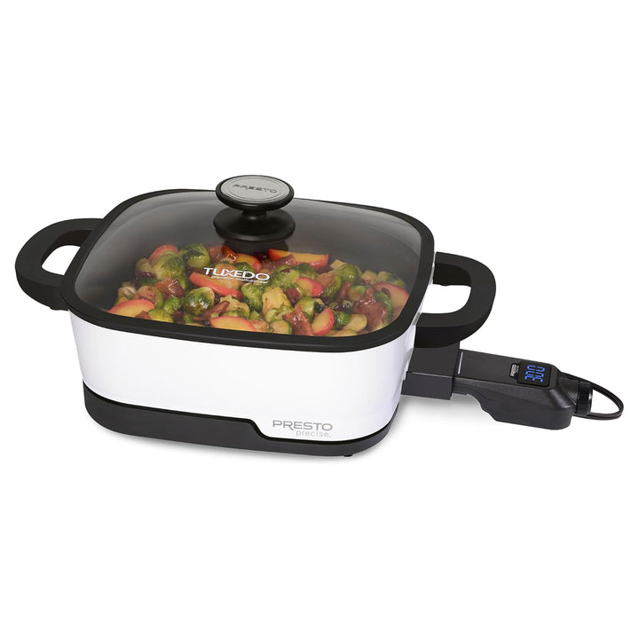 Presto 07118 Precise Tuxedo 12" Electric Skillet, Nonstick Multi-Cooker w/ Lid - VMInnovations