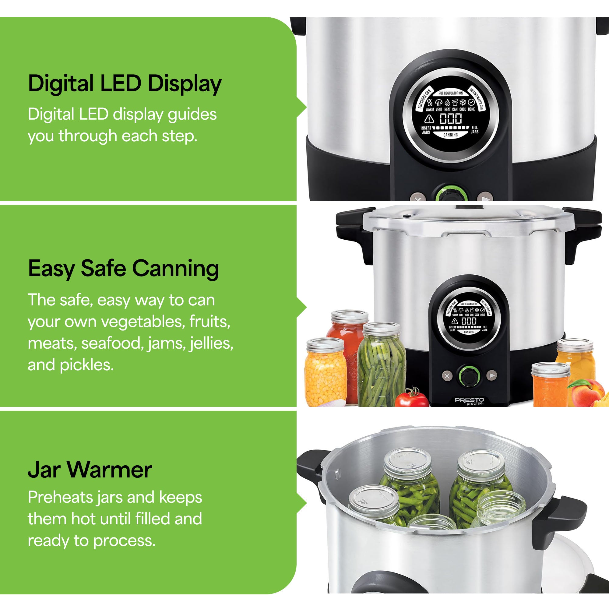 Presto 23 Quart Digital Pressure and Water Boiling Canner, LED Digital Display - VMInnovations