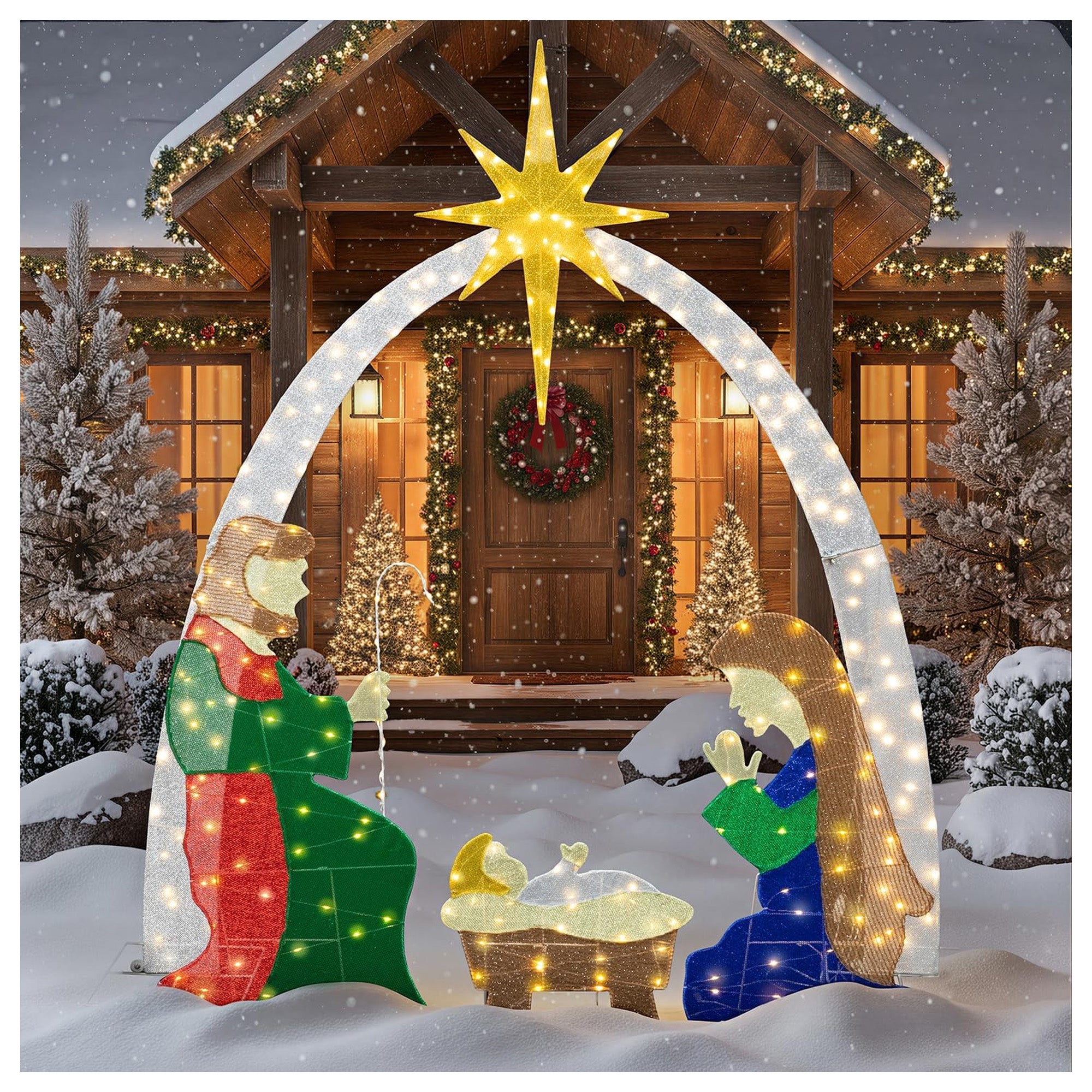 Meilocar 6 Ft Christmas Outdoor Nativity Scene Set w/LED Lights for Home (Used) - VMInnovations
